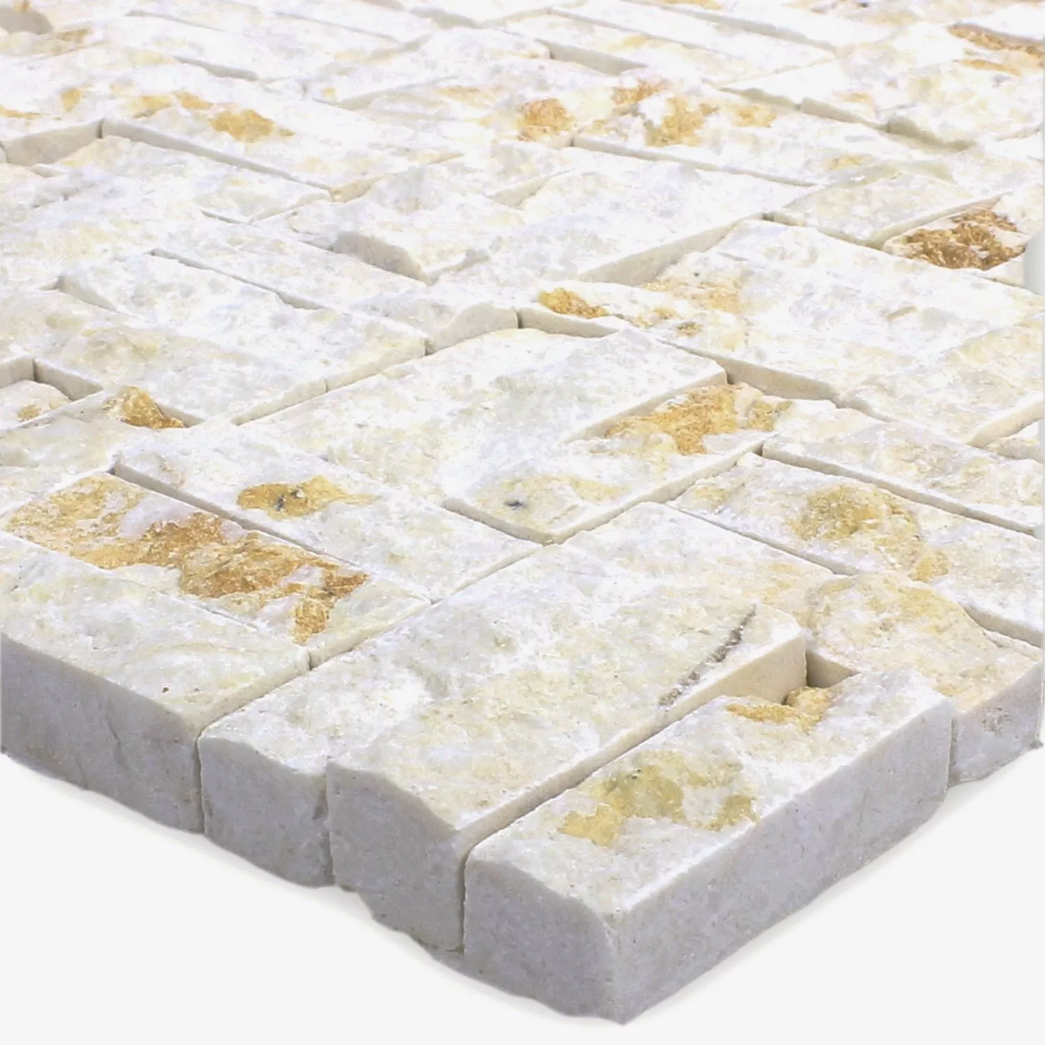 Azulejo Mosaico Pedra Natural Parkett Splitface 3D Bege