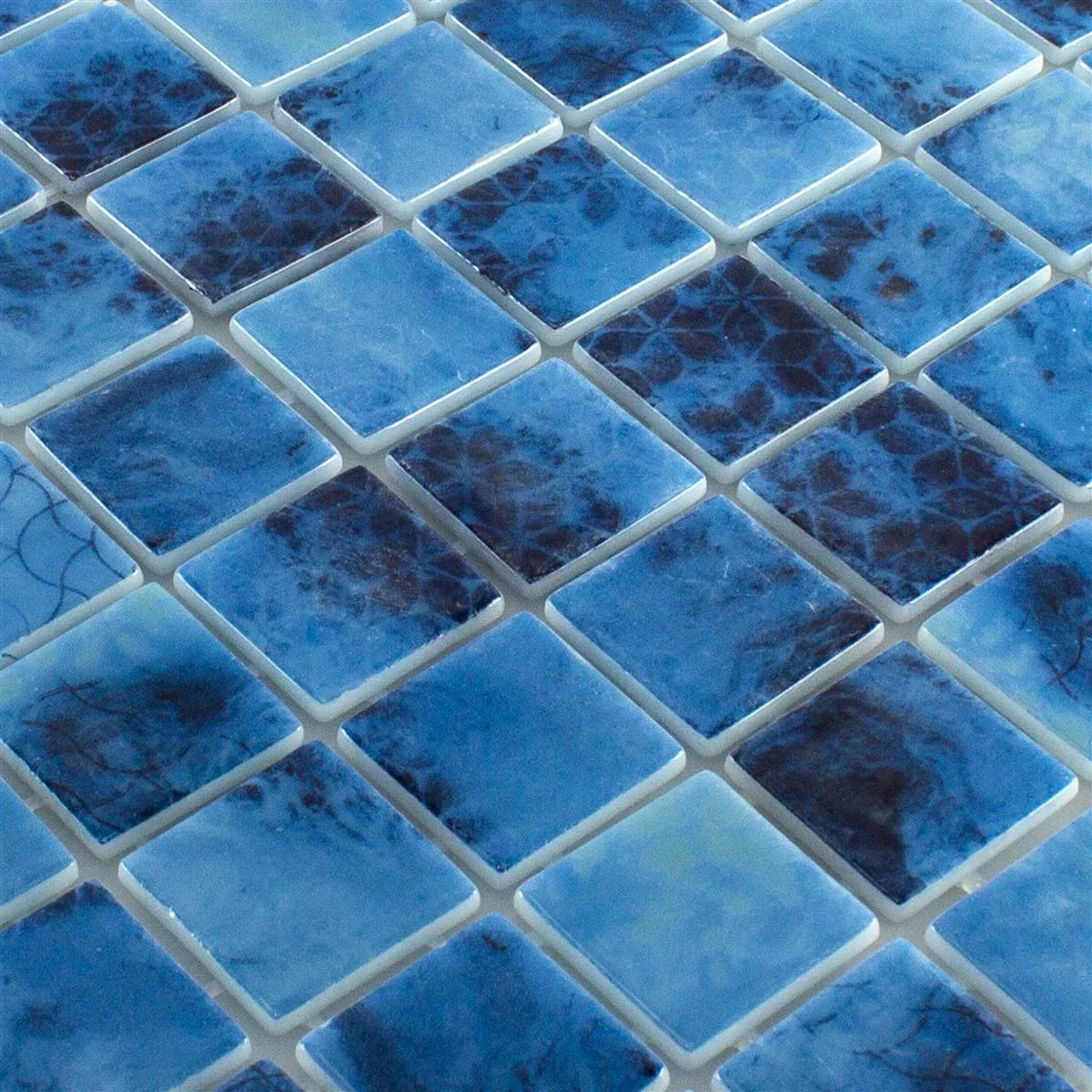 Mosaico de Piscina de Vidro Baltic Azul 38x38mm
