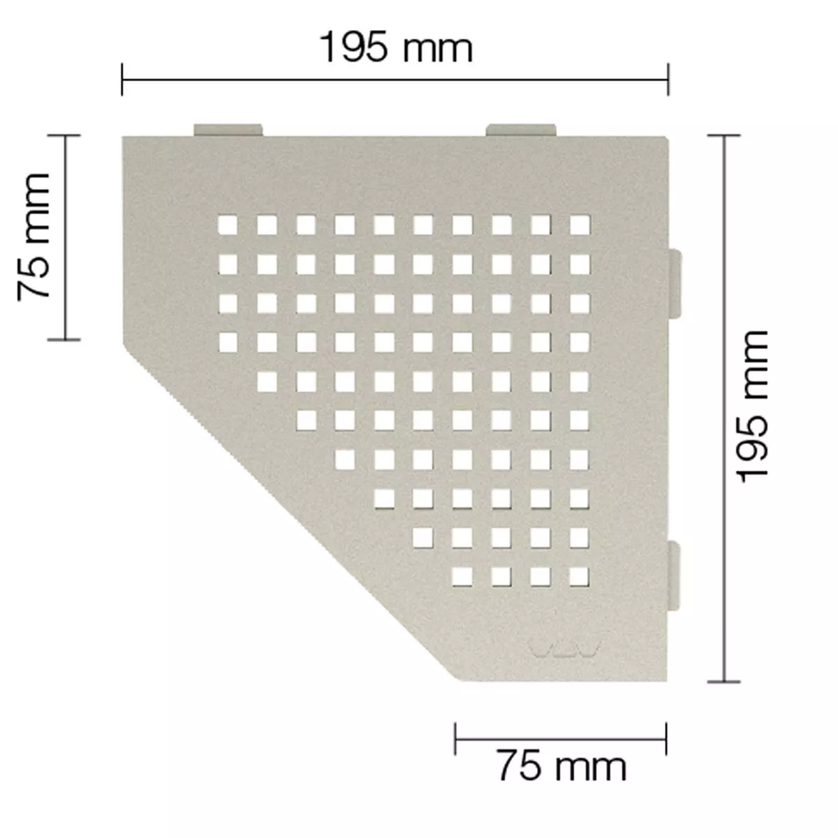 Prateleira de parede prateleira de chuveiro Schlüter 5eck 19,5x19,5cm Quadrado Creme