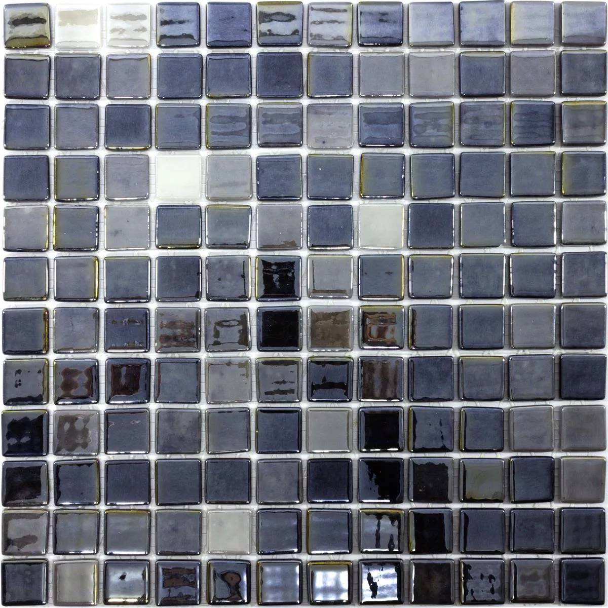 Mosaico De Vidro Azulejos Silvertown Antracite Metallic 25x25mm