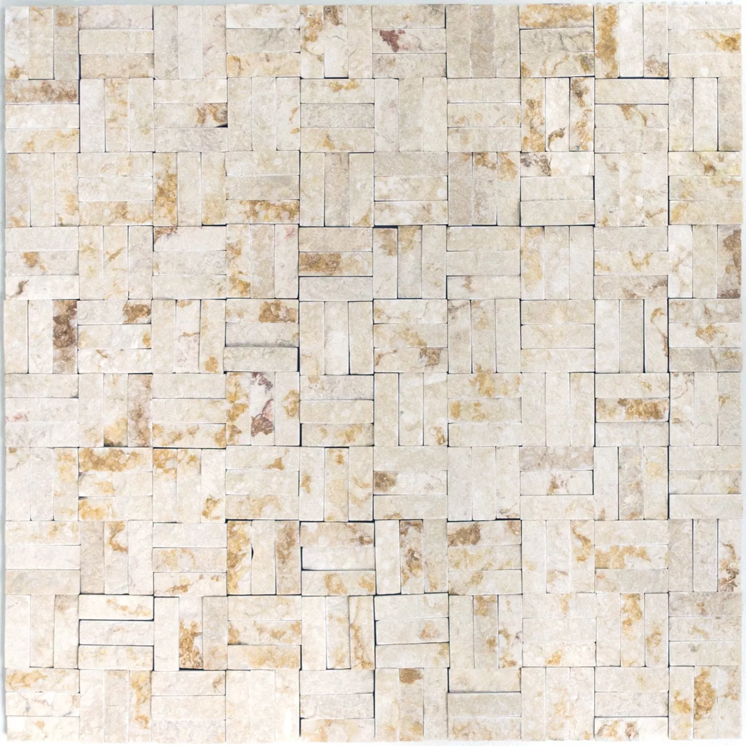 Padrão de Azulejo Mosaico Pedra Natural Parkett Splitface 3D Bege