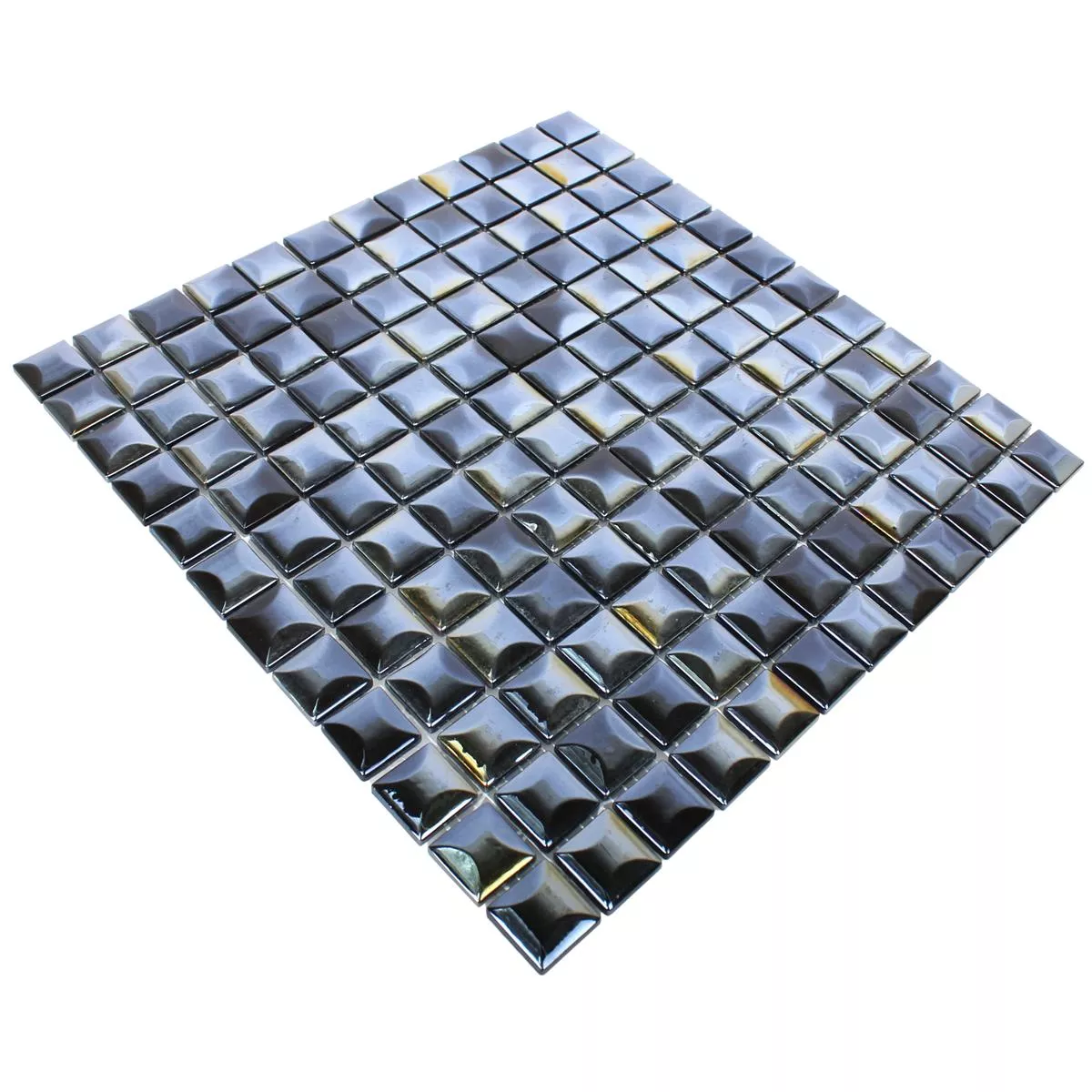 Padrão de Mosaico De Vidro Azulejos Monrovia Preto 3D Metallic