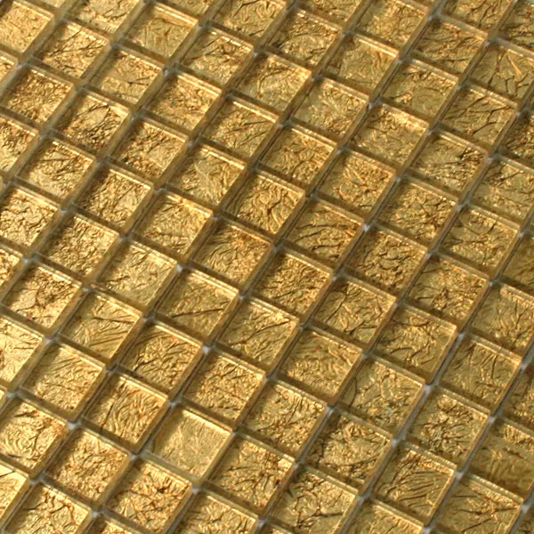 Mosaico De Vidro Azulejos 23x23x8mm Ouro Metal