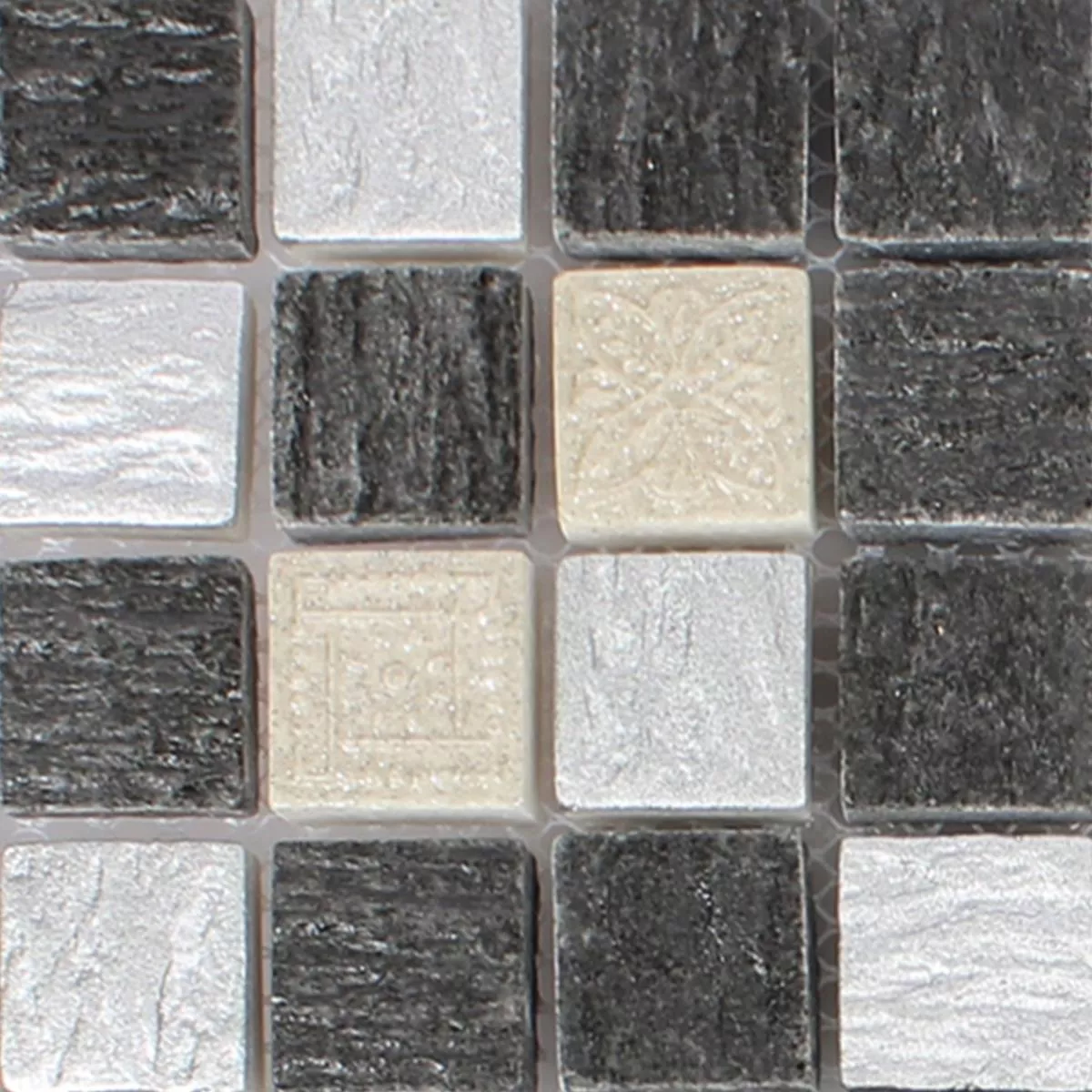 Padrão de Mosaico De Vidro Ladrilhos De Pedra Natural Colicos Cinza Preto Prata