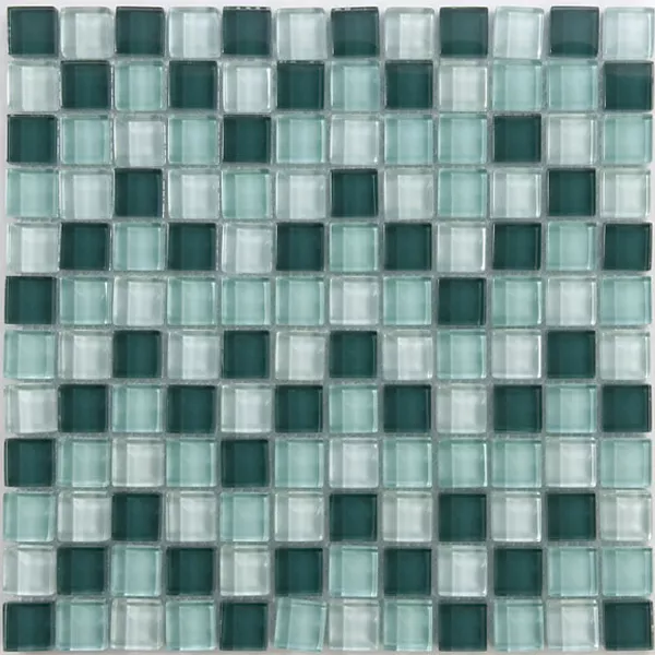 Mosaico De Vidro Azulejos 23x23x8mm Verde Mix