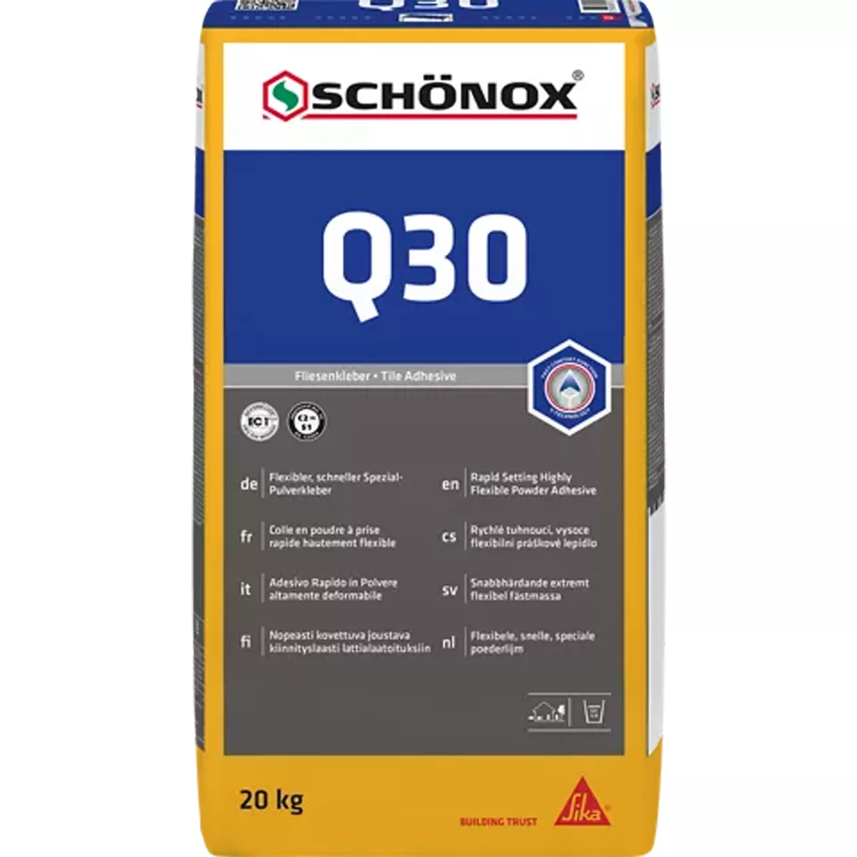 Cola para azulejos Schönox Q30 Adesivo em pó especial flexível 20 kg