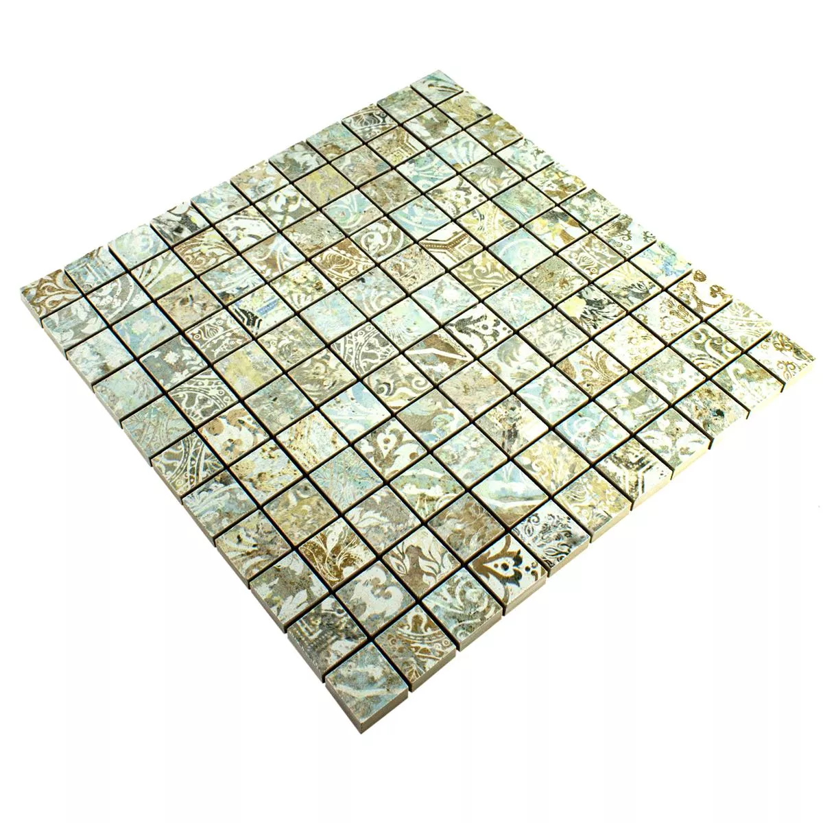 Mosaico Cerâmico Azulejos Bellona Efeito Brilhantemente Colorido 25x25mm