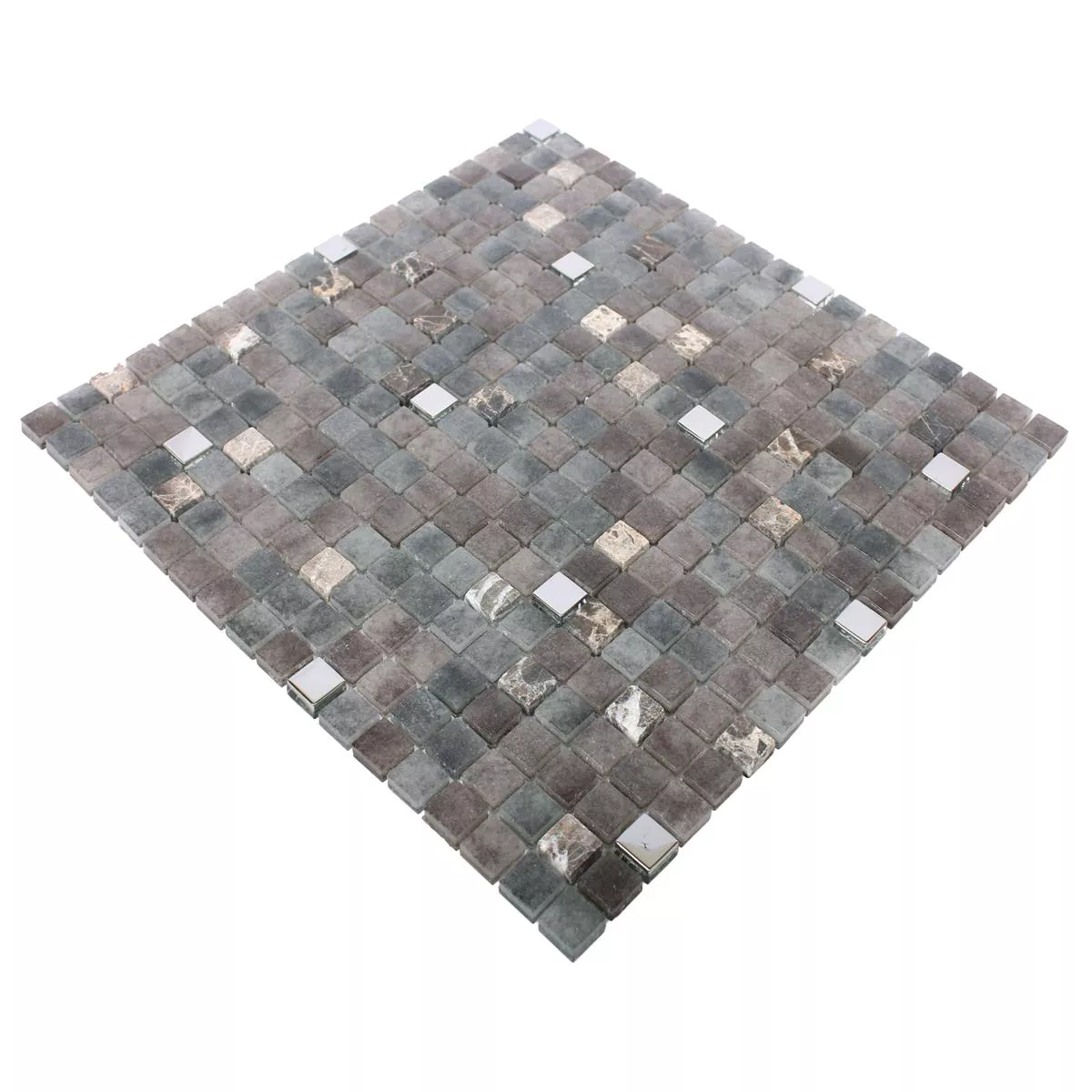 Padrão de Azulejo Mosaico Vidro Pedra Natural Mix Freyland Marrom