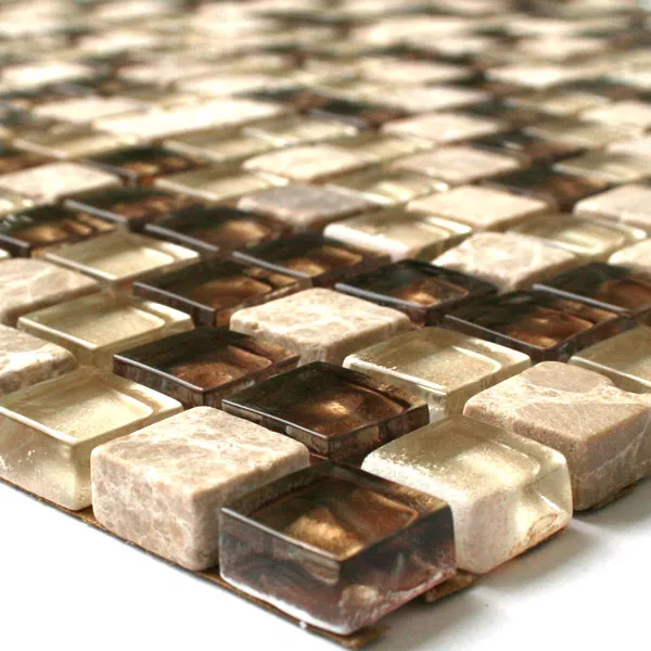 Padrão de Azulejo Mosaico Vidro Mármore Pedra Natural Bege Ouro