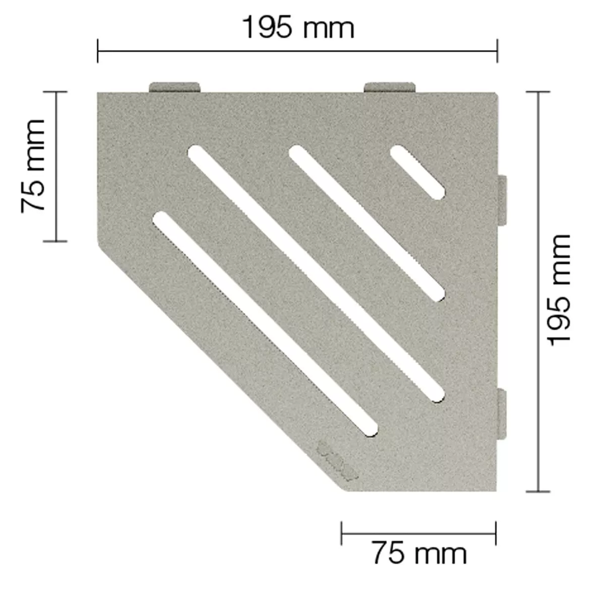 Prateleira de parede para chuveiro Schlüter 5 cantos 19,5x19,5cm Wave Grey