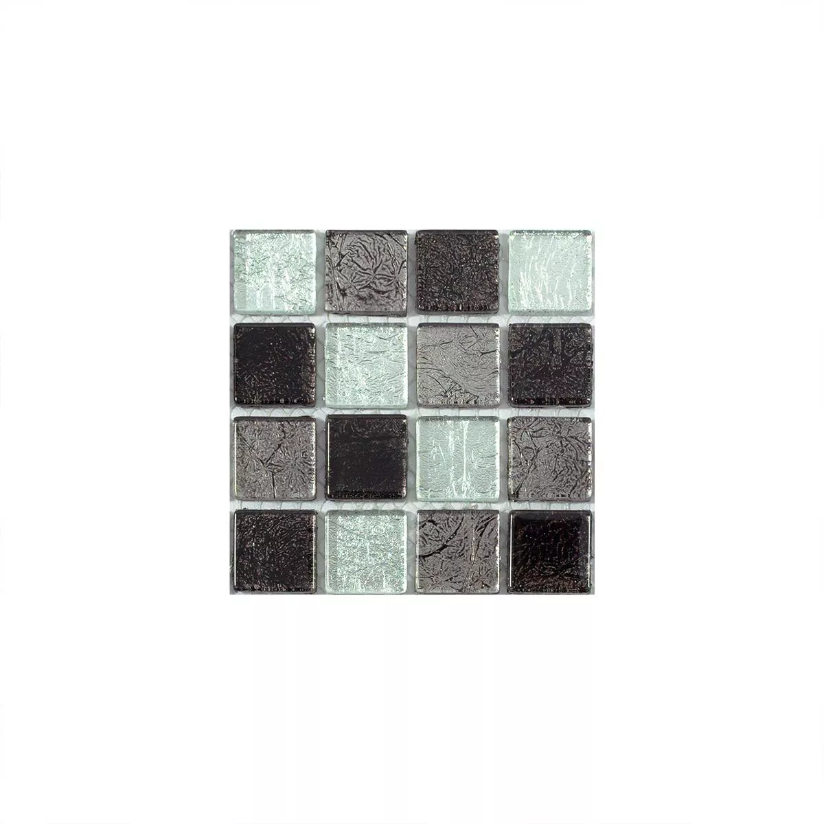 Padrão de Azulejo Mosaico Vidro Bonnie Cristal Estruturada Preto Prata Cinza