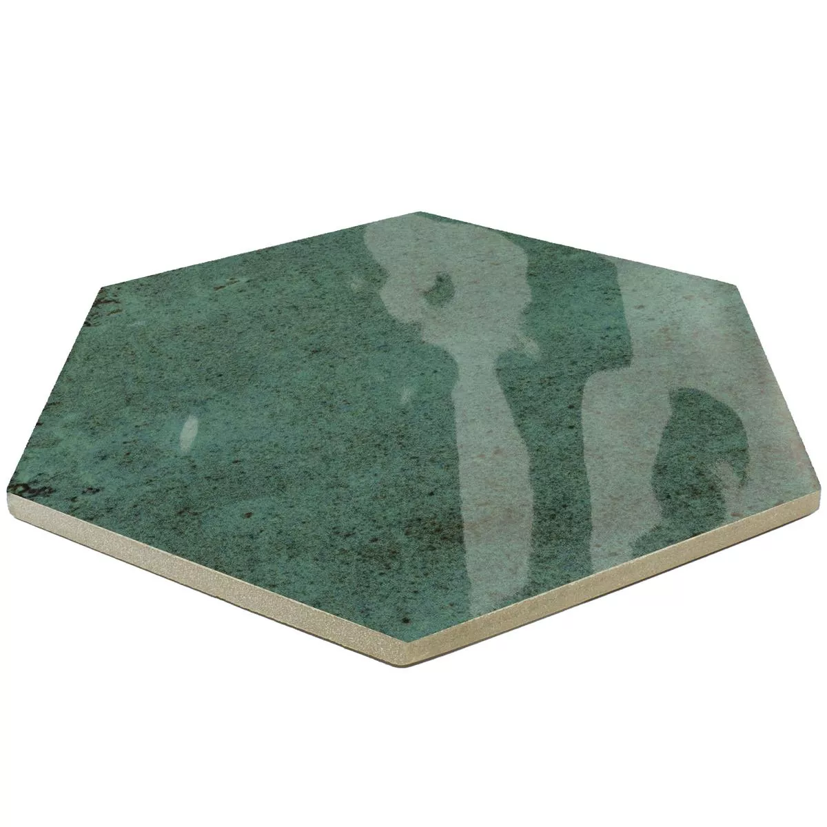 Azulejos Arosa Brilhante Ondulado Hexágono Verde Esmeralda 17,3x15cm