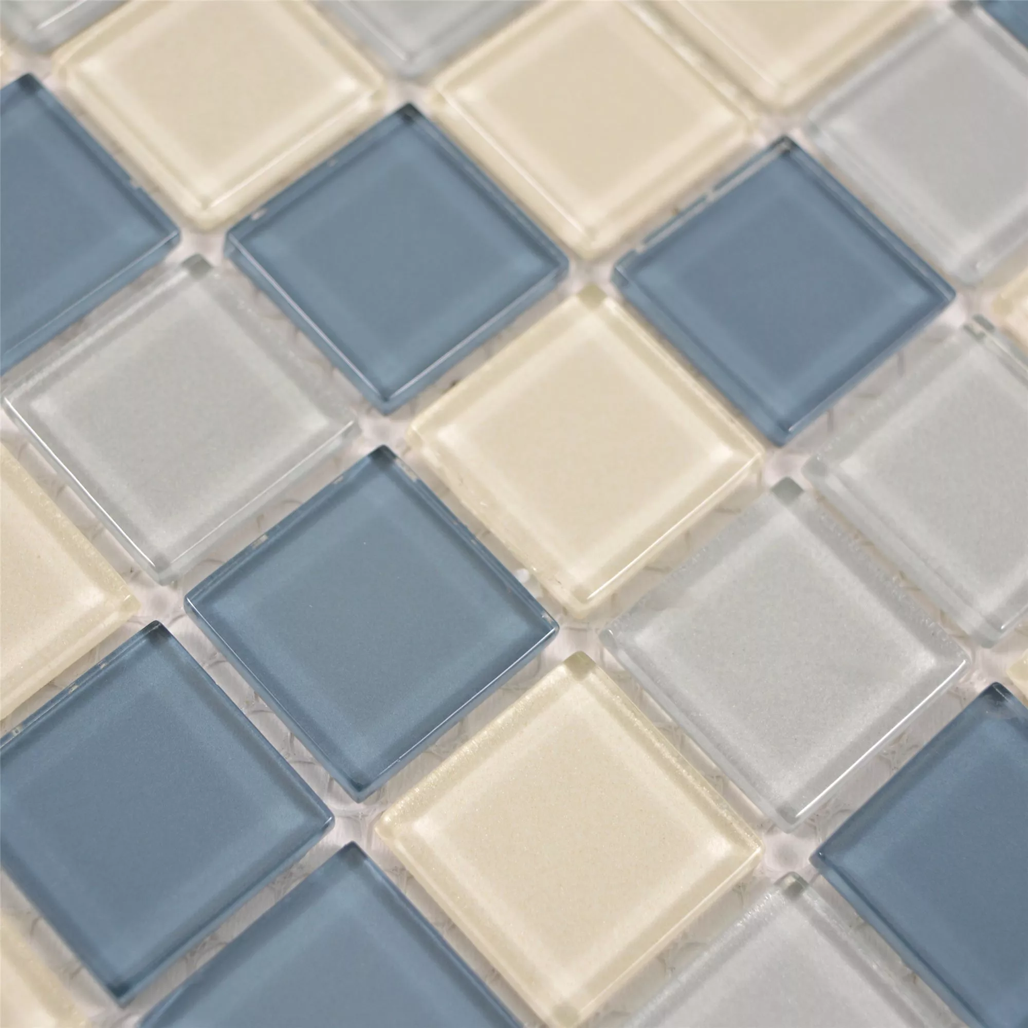 Mosaico De Vidro Azulejos Bommel Prata Branco Azul