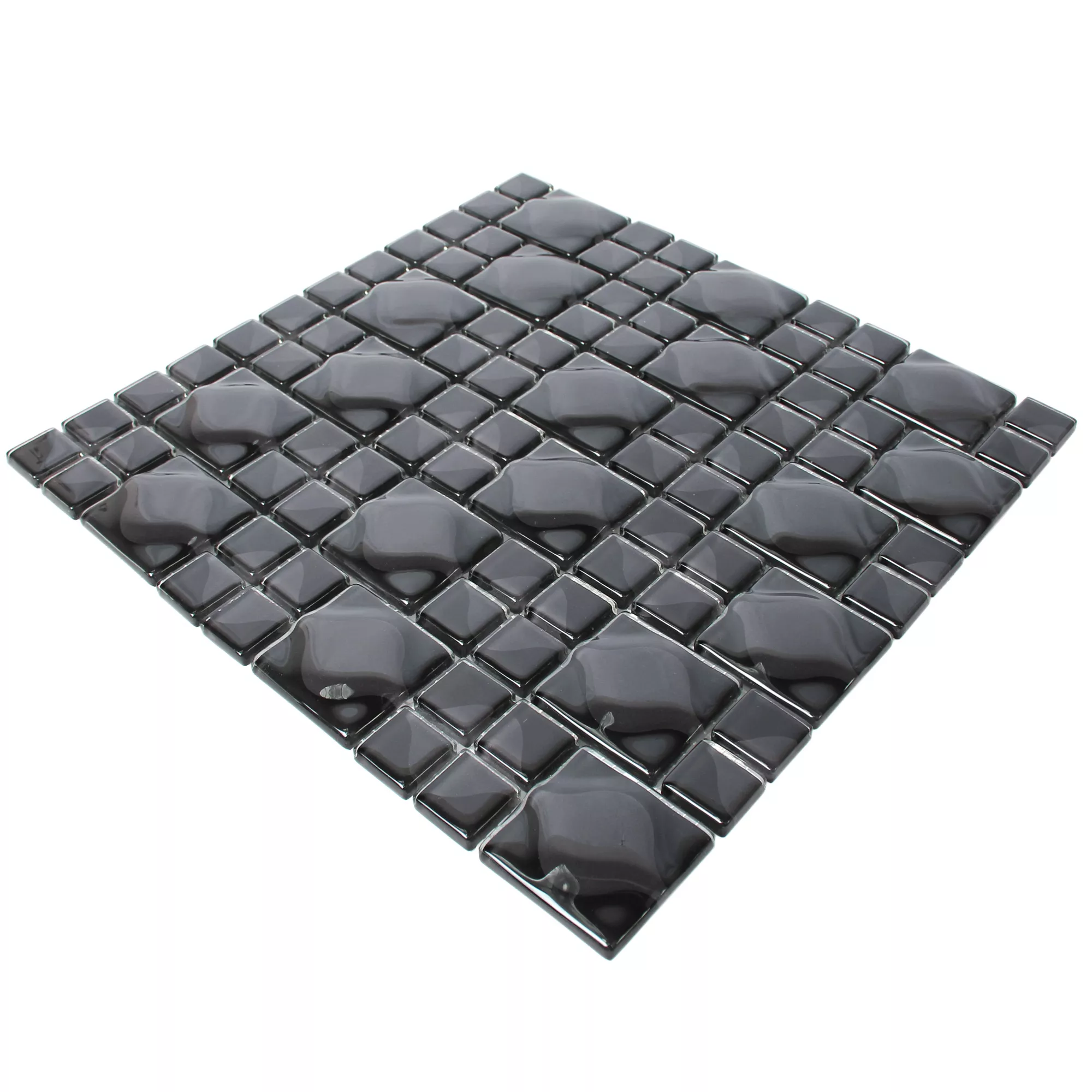 Padrão de Mosaico De Vidro Azulejos Nokta Preto Cinza 3D