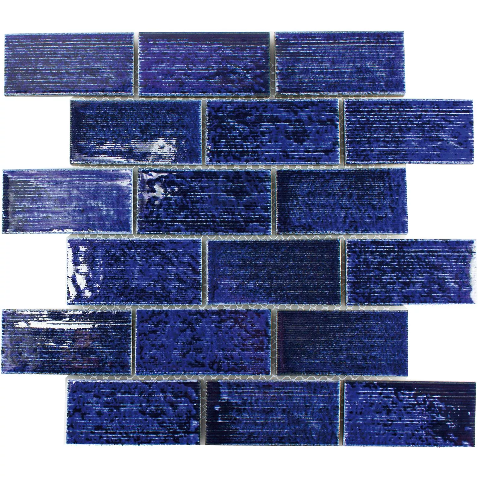 Cerâmica Azulejo Mosaico Bangor Brilhante Azul Retângulo