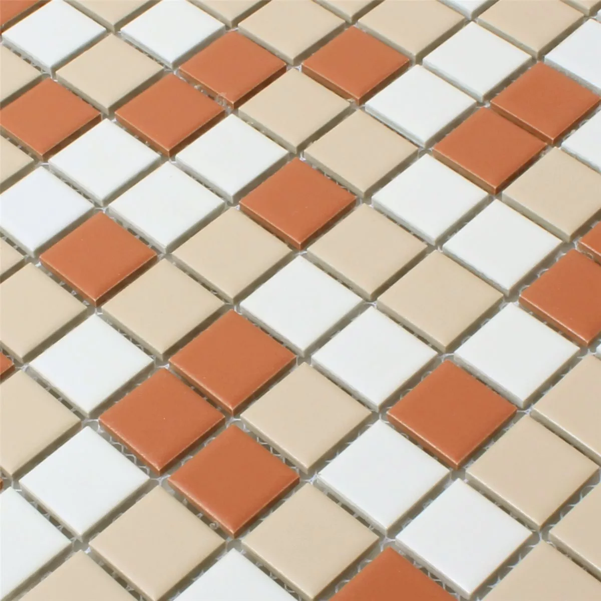 Padrão de Azulejo Mosaico Cerâmica Branco Creme Terracota Mix