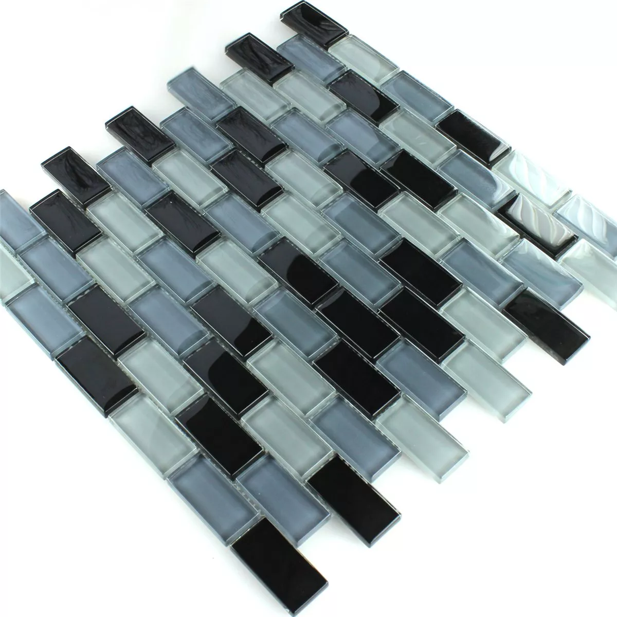 Padrão de Azulejo Mosaico Vidro Cristal Brick Preto