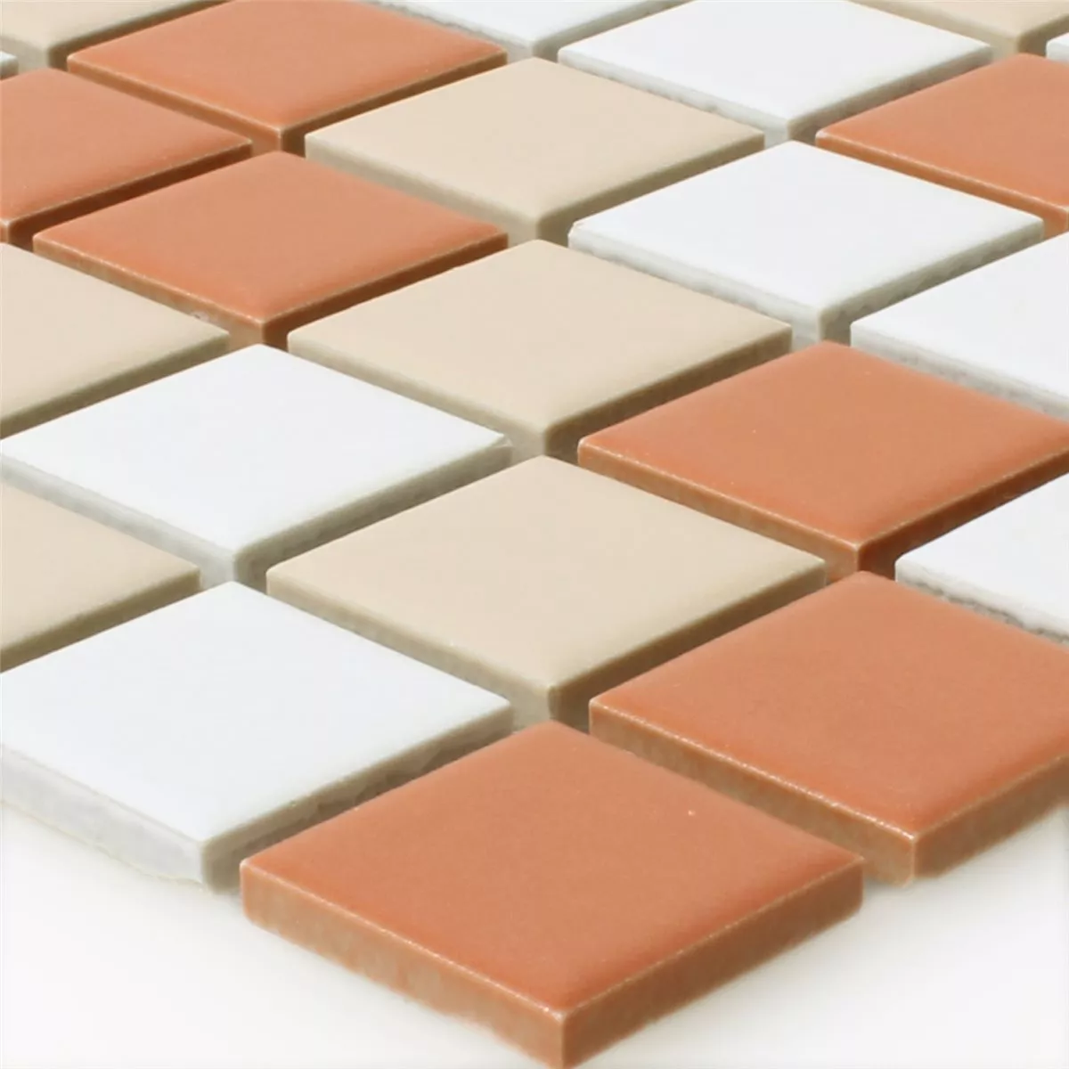 Padrão de Azulejo Mosaico Cerâmica Branco Creme Terracota Mix