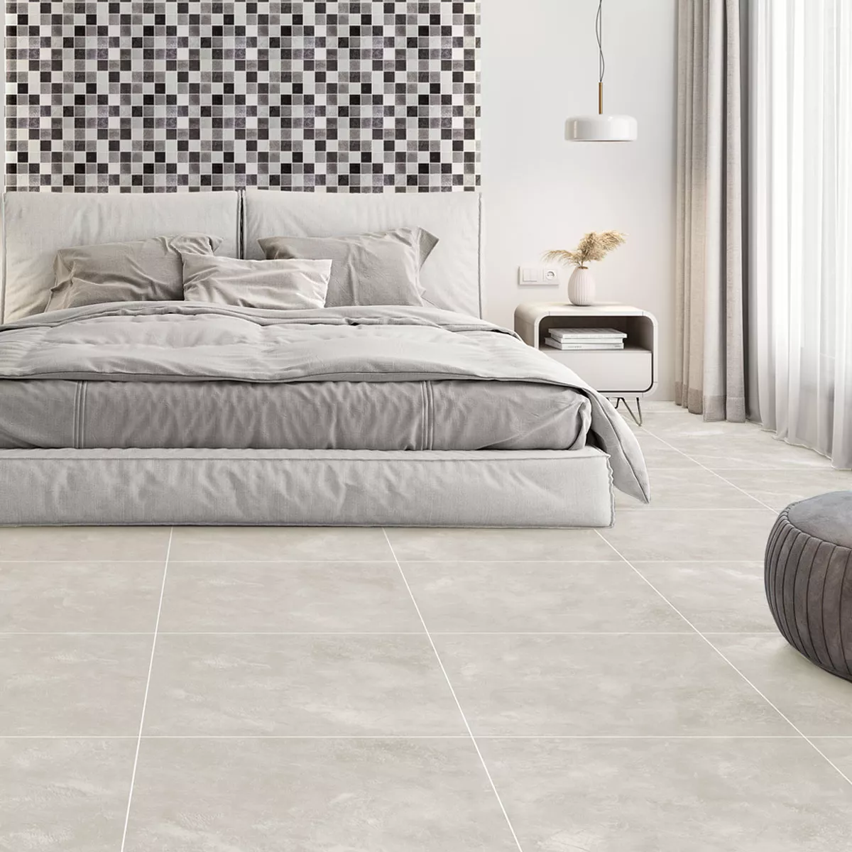 Ladrilhos Cortina Olhar Concreto Fosco Creme 60x60cm