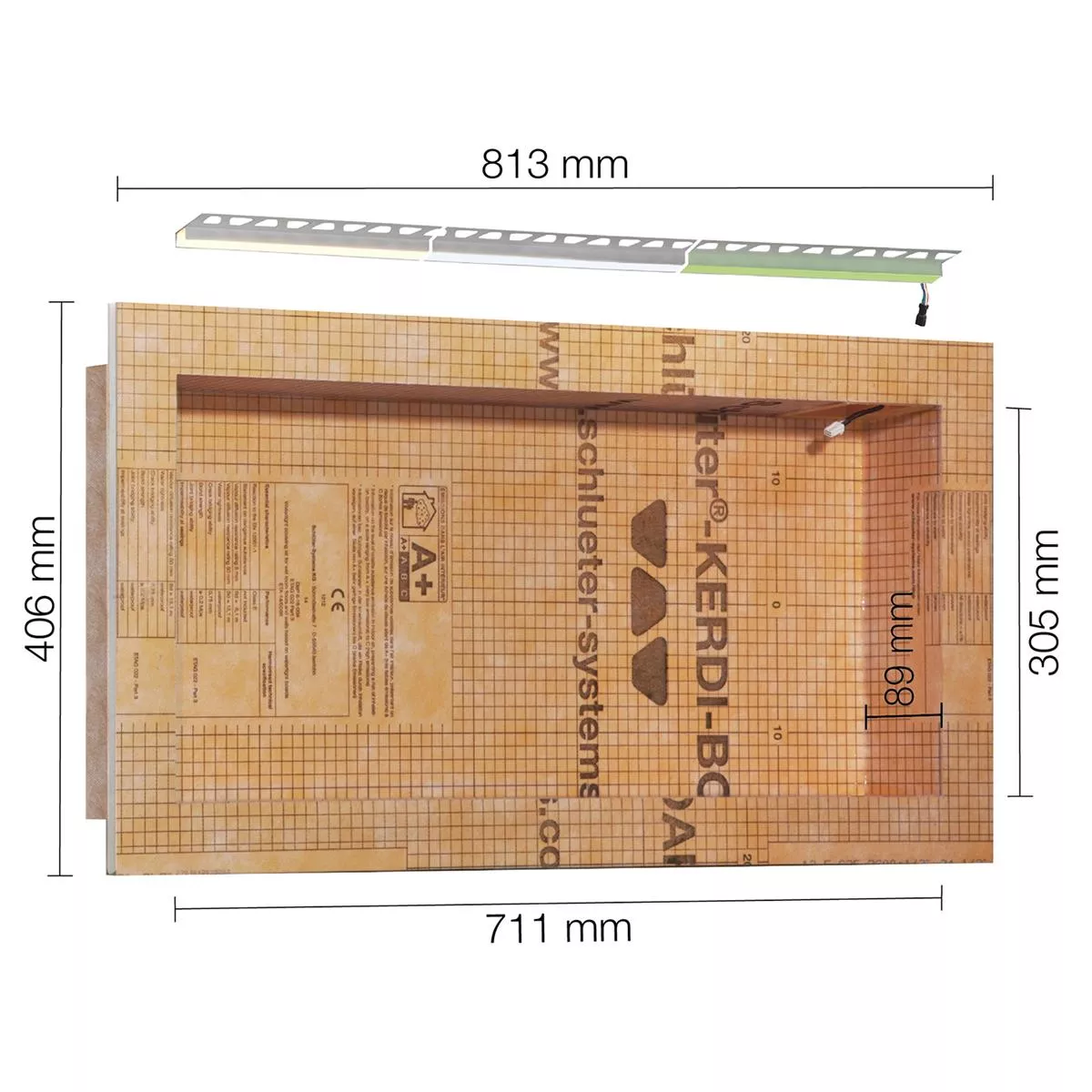 Schlüter Kerdi Board NLT conjunto de nicho iluminação LED