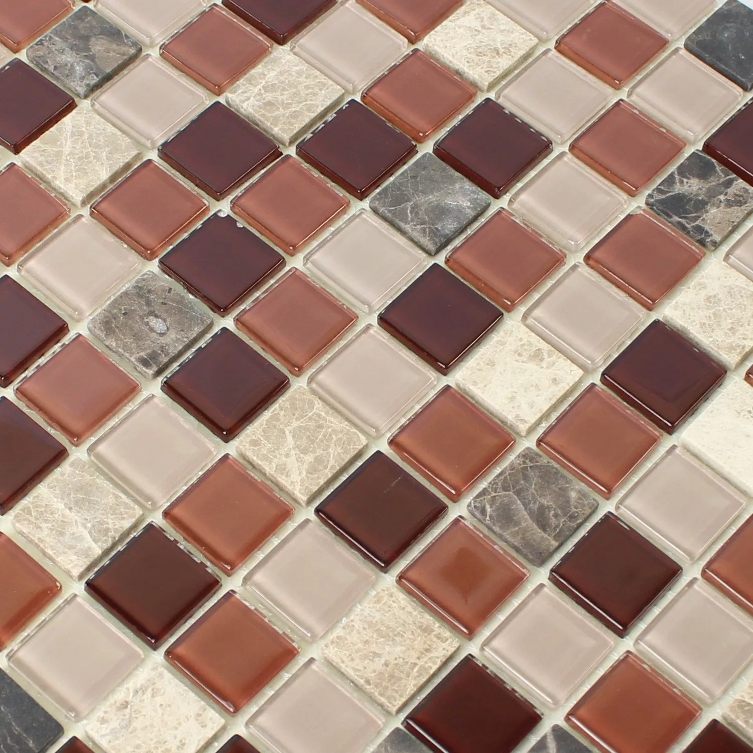 Padrão de Autoadesivo Azulejo Mosaico Pedra Natural Vidro Bege Marrom Emperador