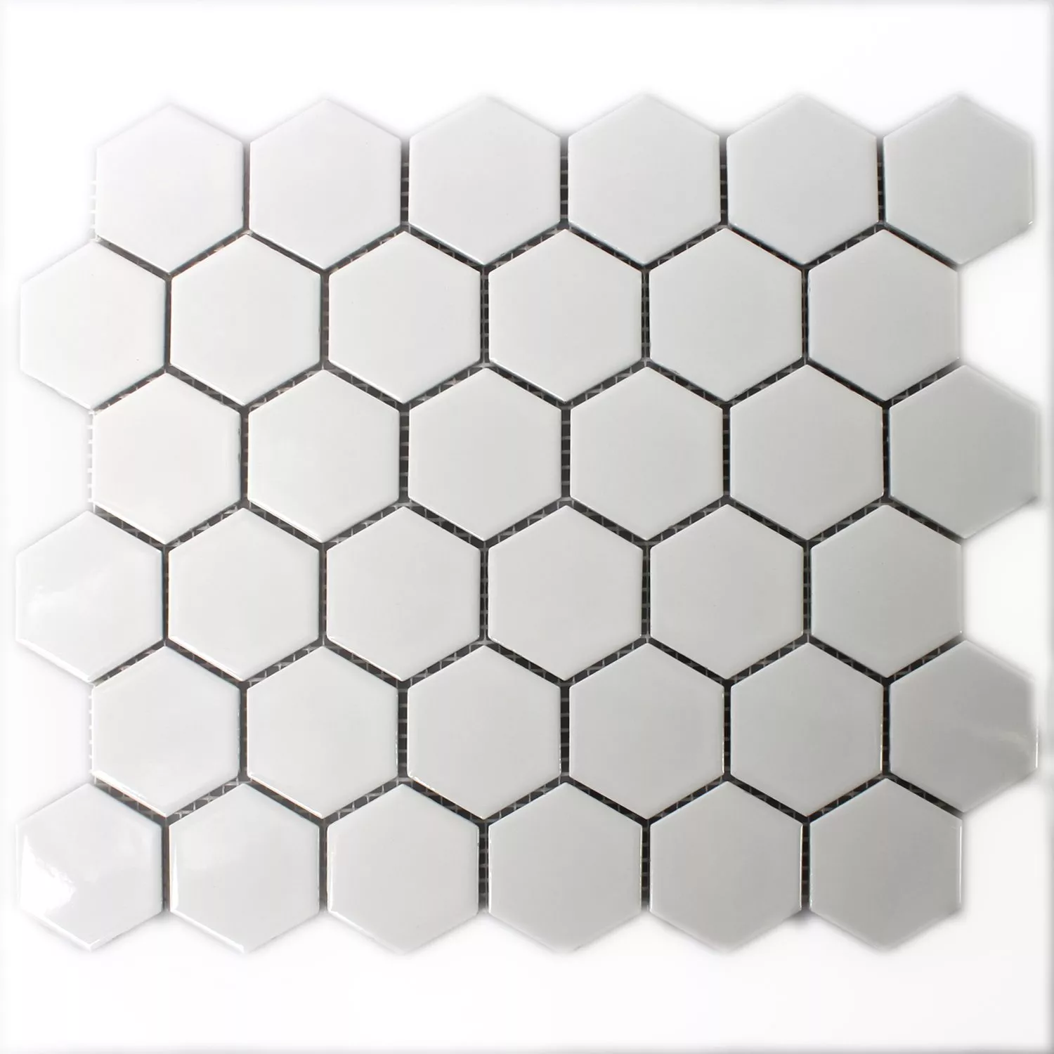 Azulejo Mosaico Cerâmica Hexágono Branco Fosco H51