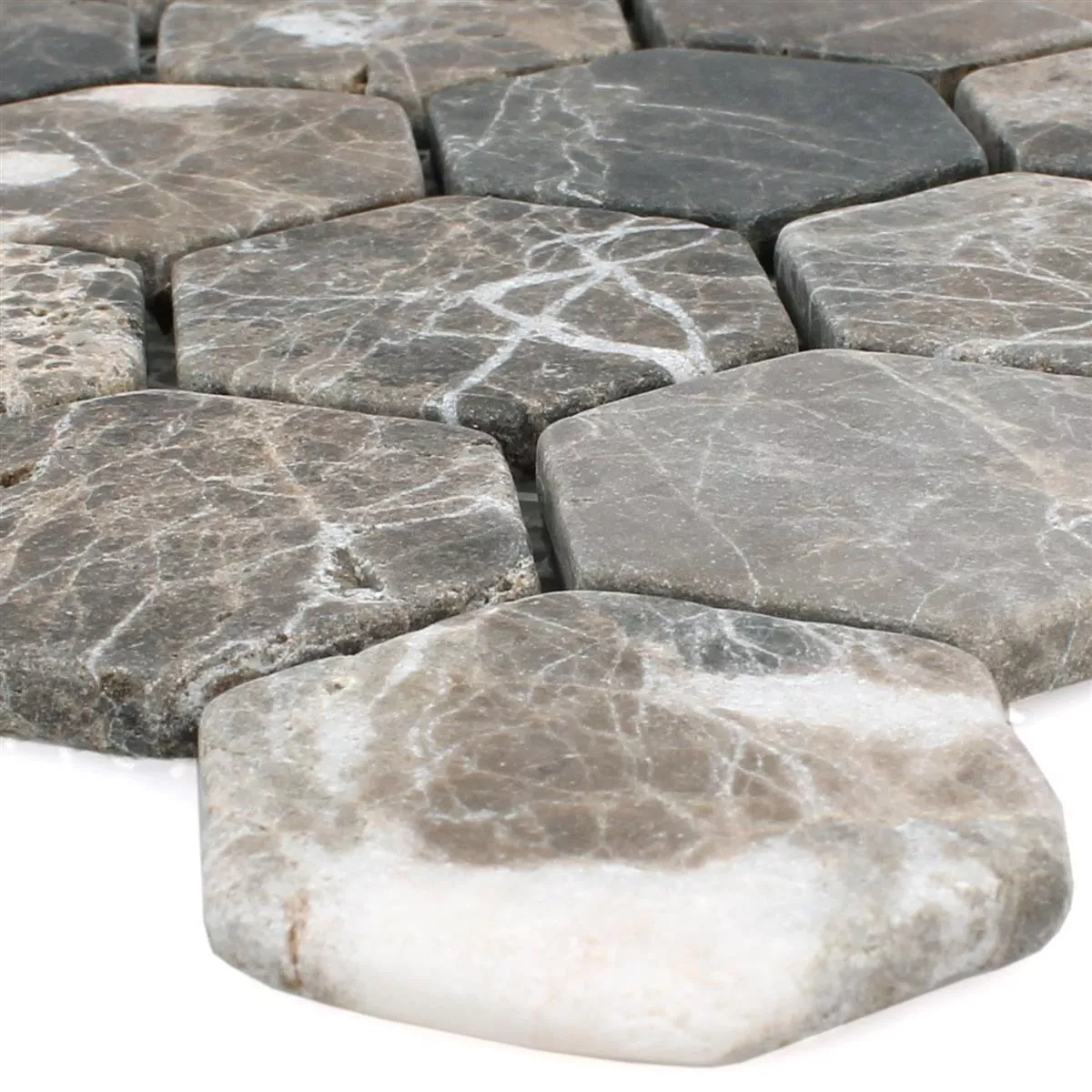 Azulejo Mosaico Mármore Tarsus Hexágono Emprador Azulejo Mosaico Mármore Tarsus Hexágono Emprador