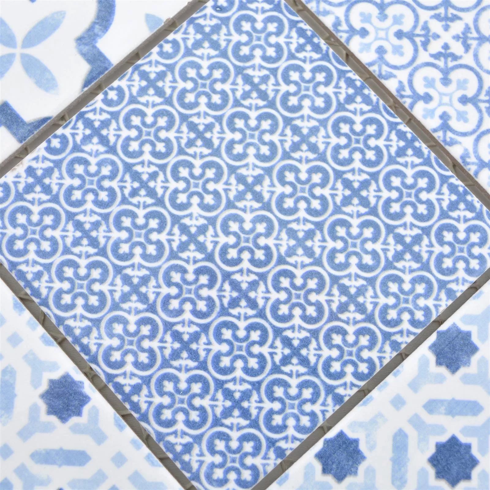 Padrão de Cerâmica Azulejo Mosaico Romantica Retro Blue