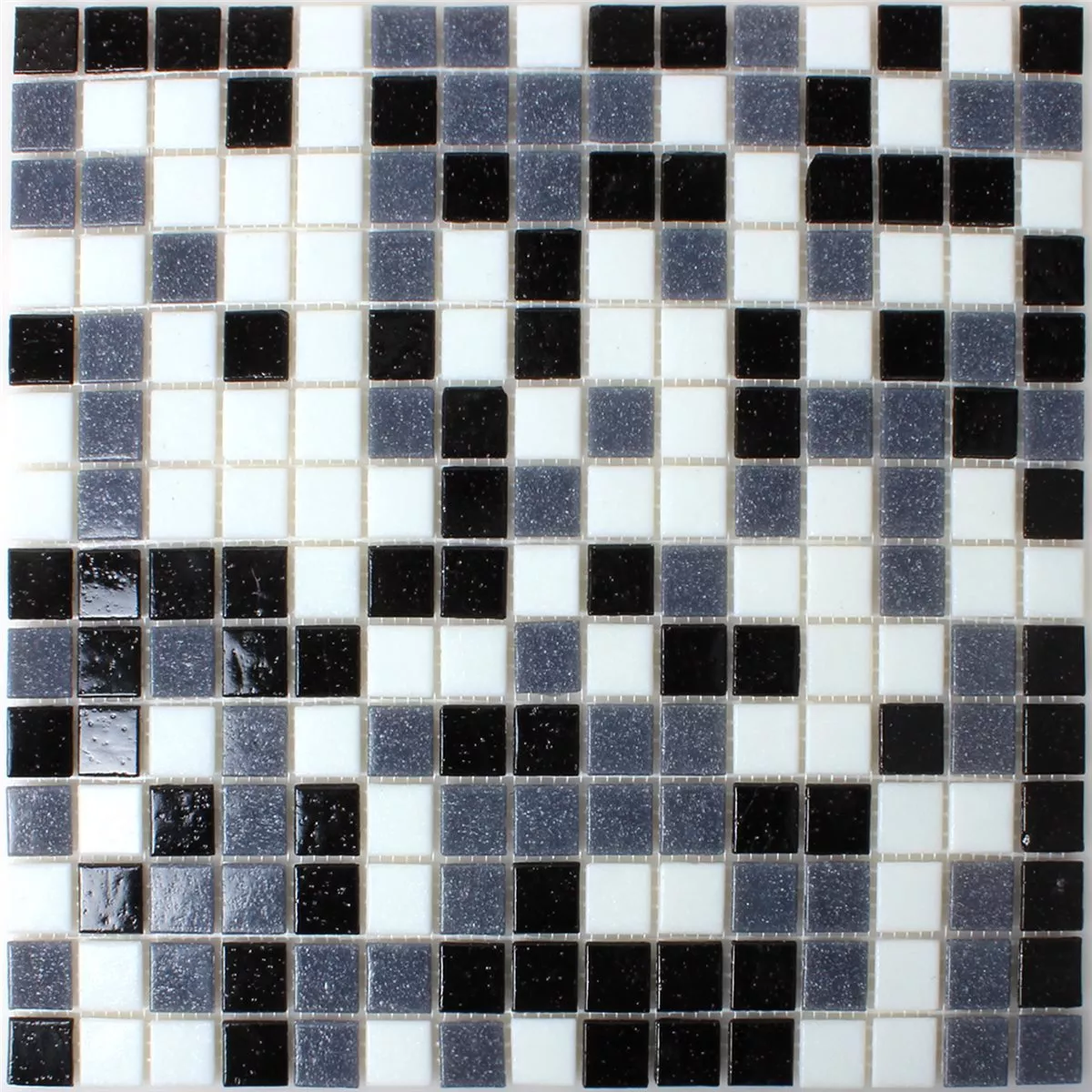 Padrão de Azulejo Mosaico Vidro Branco Cinza Preto Mix