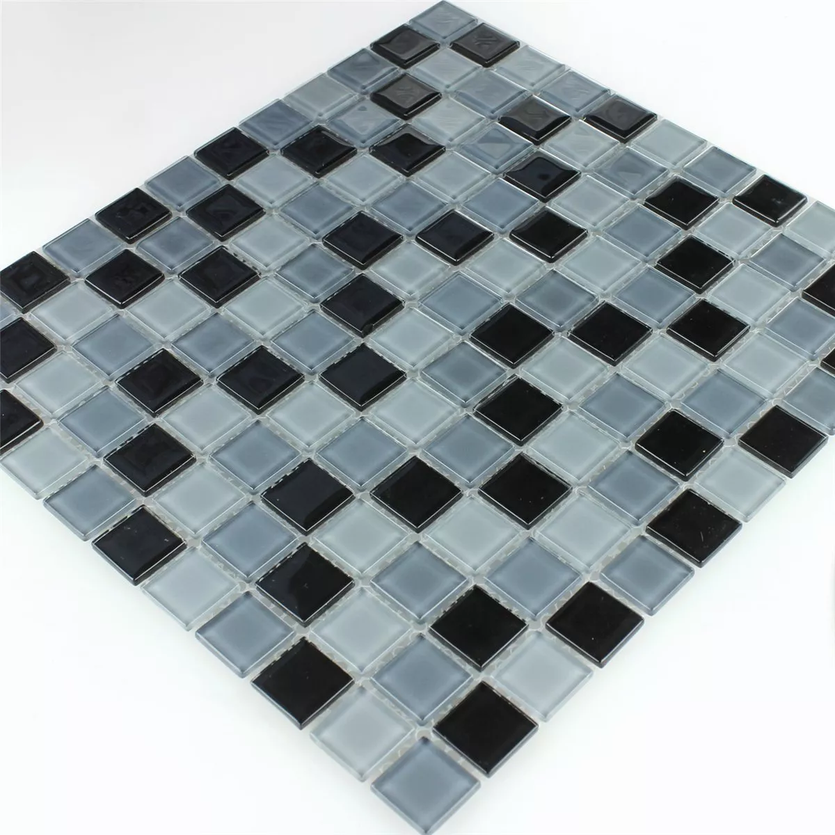 Mosaico De Vidro Azulejos Preto Mix 25x25x4mm