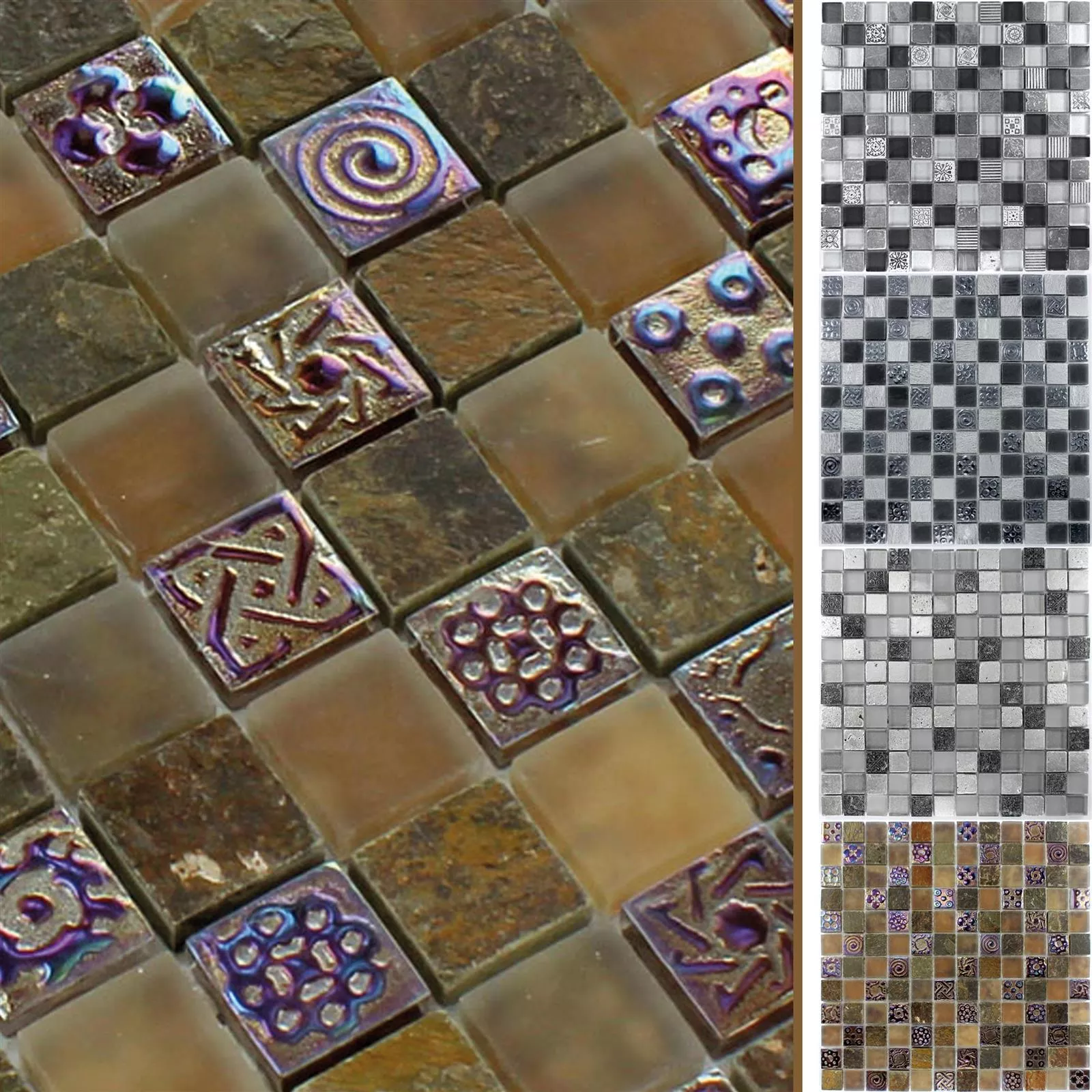 Padrão de Azulejo Mosaico Los Angeles Vidro Pedra Natural