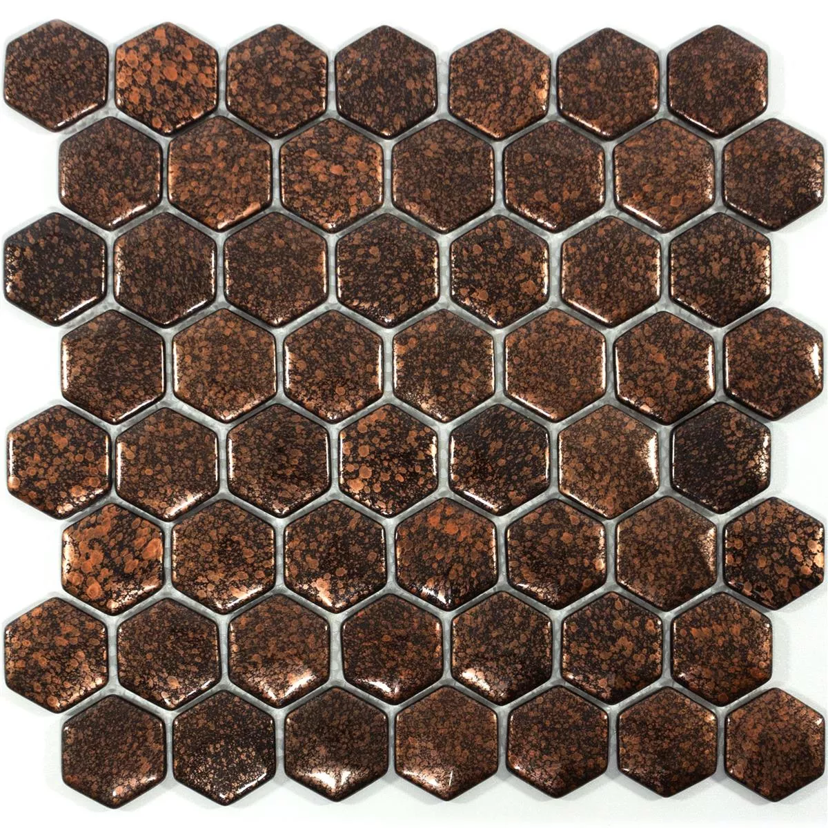 Padrão de Mosaico De Vidro Azulejos Leopard Hexágono 3D Bronze