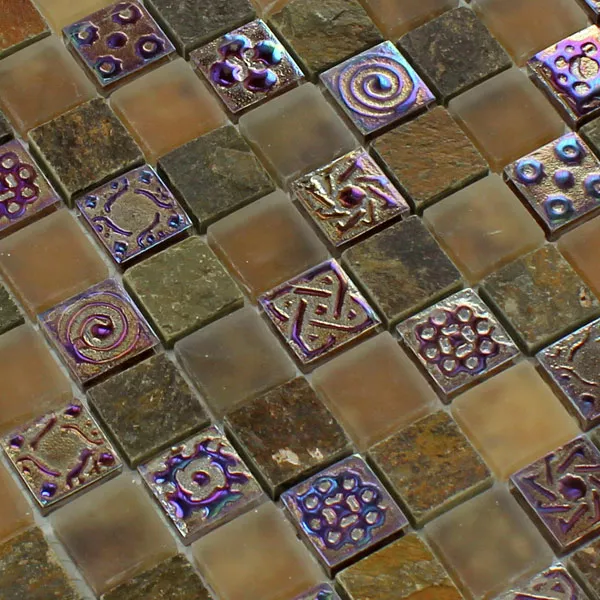 Padrão de Azulejo Mosaico Vidro Calcário Mármore Phoenix Marrom