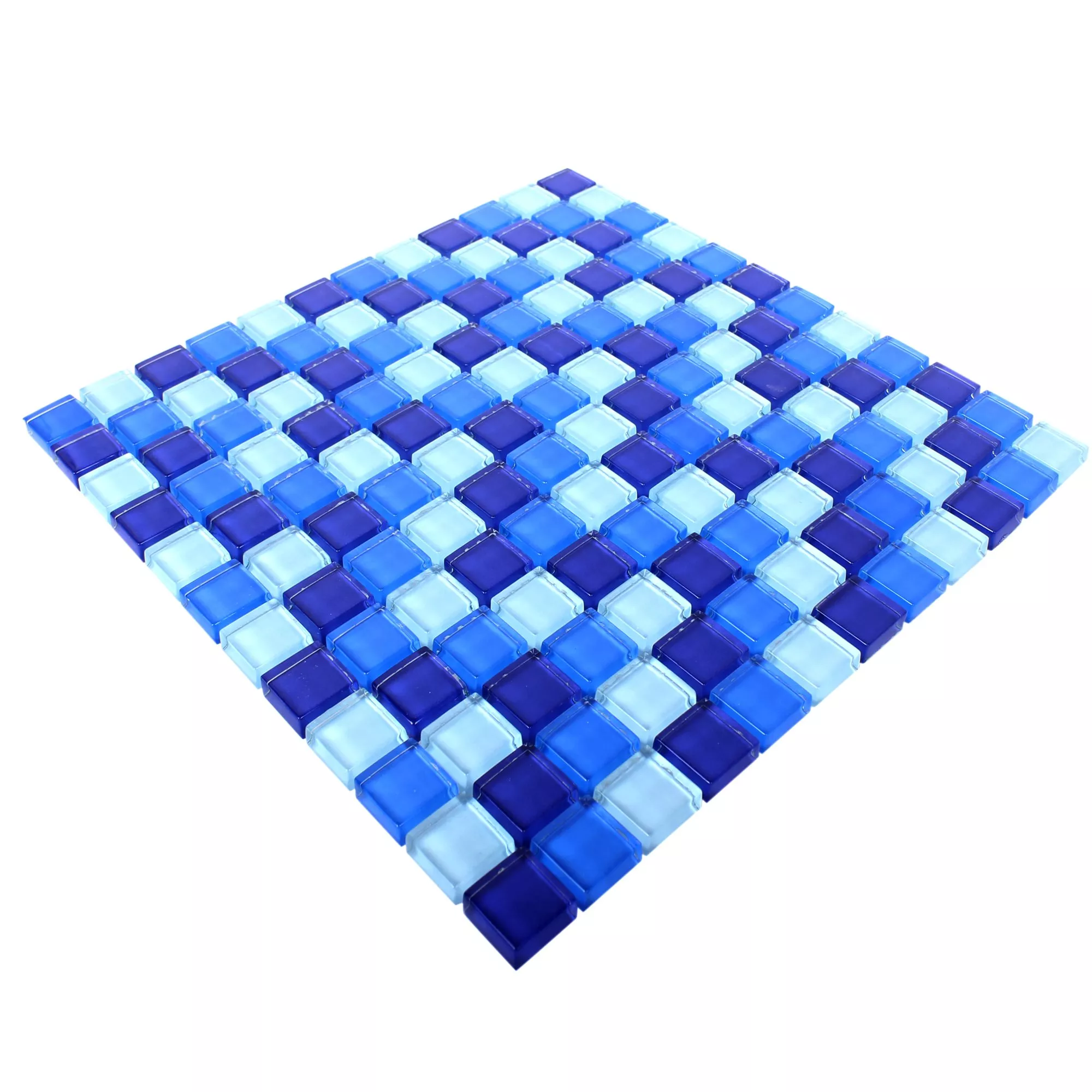 Mosaico De Vidro Azulejos Azul Mix 23x23x8mm