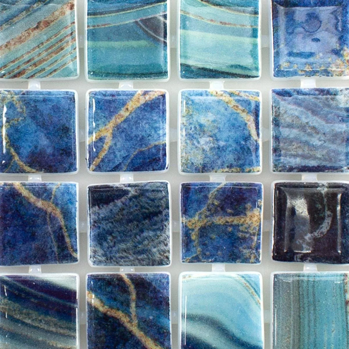 Padrão de Mosaico de Piscina de Vidro Baltic Azul Turquesa