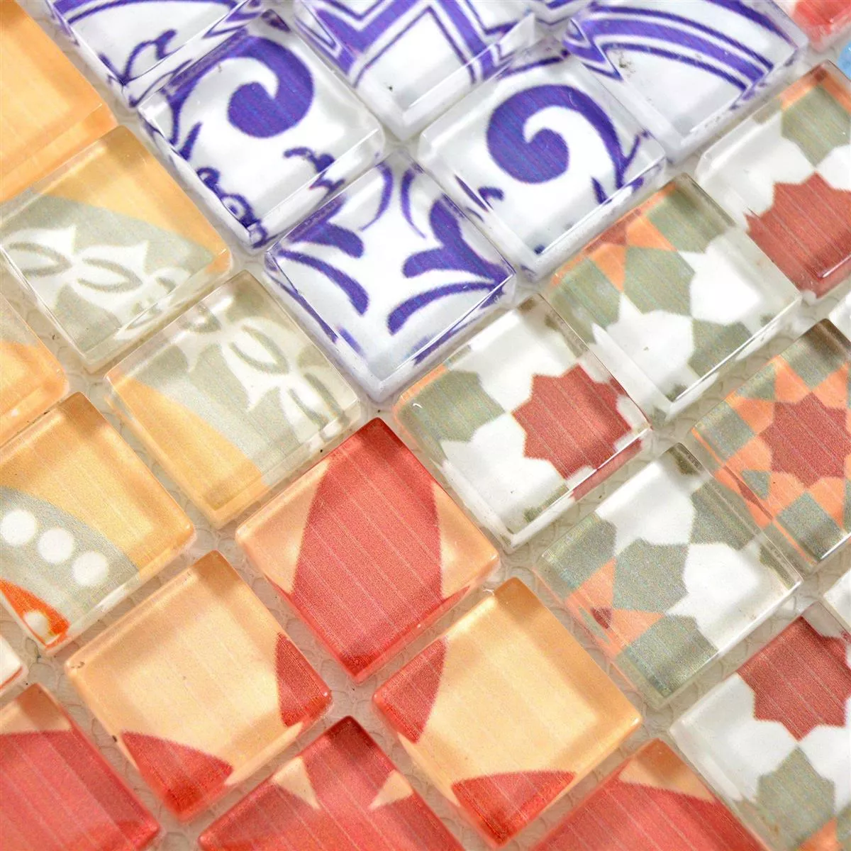 Padrão de Mosaico De Vidro Azulejos Retrô Noya Vintage Multicolorido