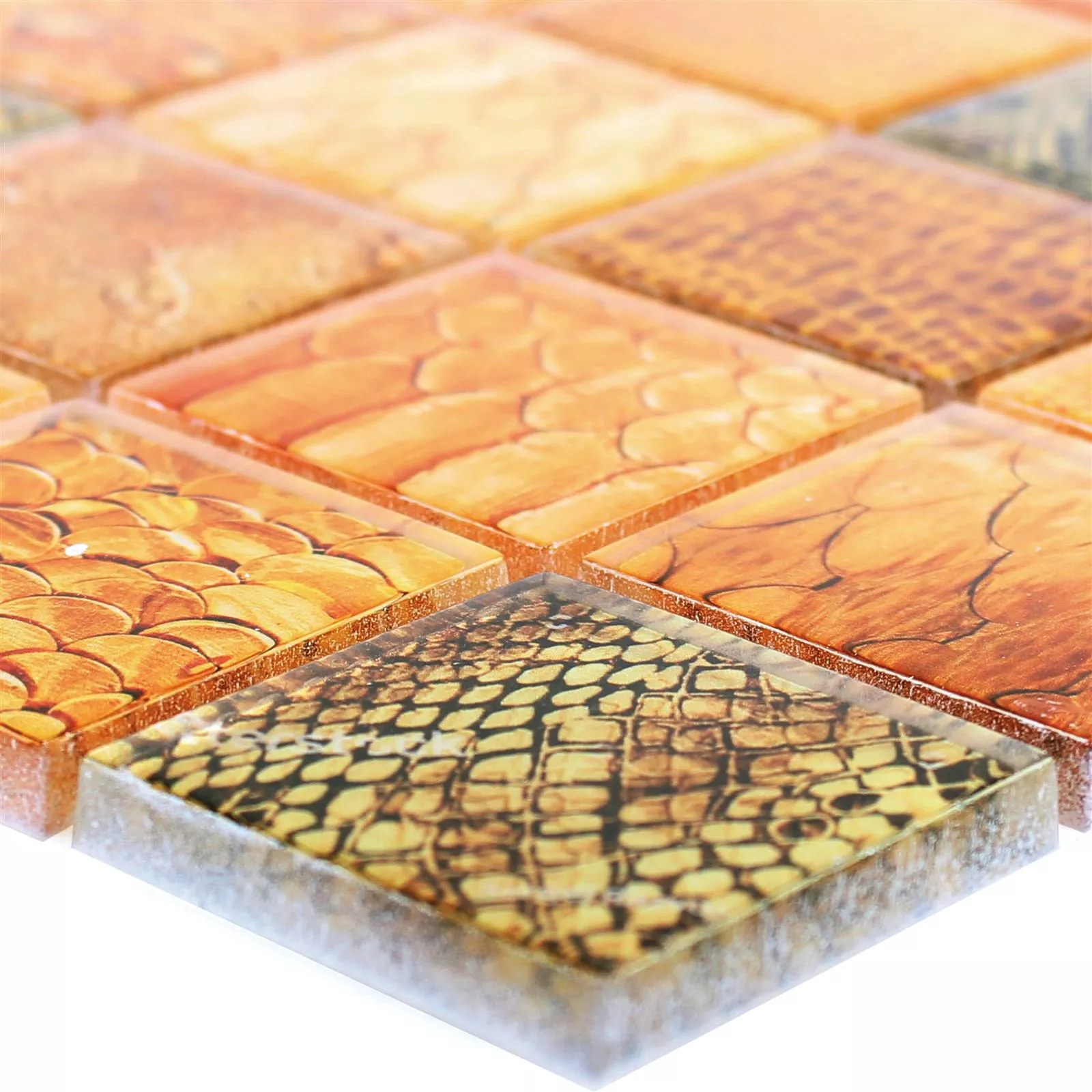 Padrão de Mosaico De Vidro Azulejos Python Laranja