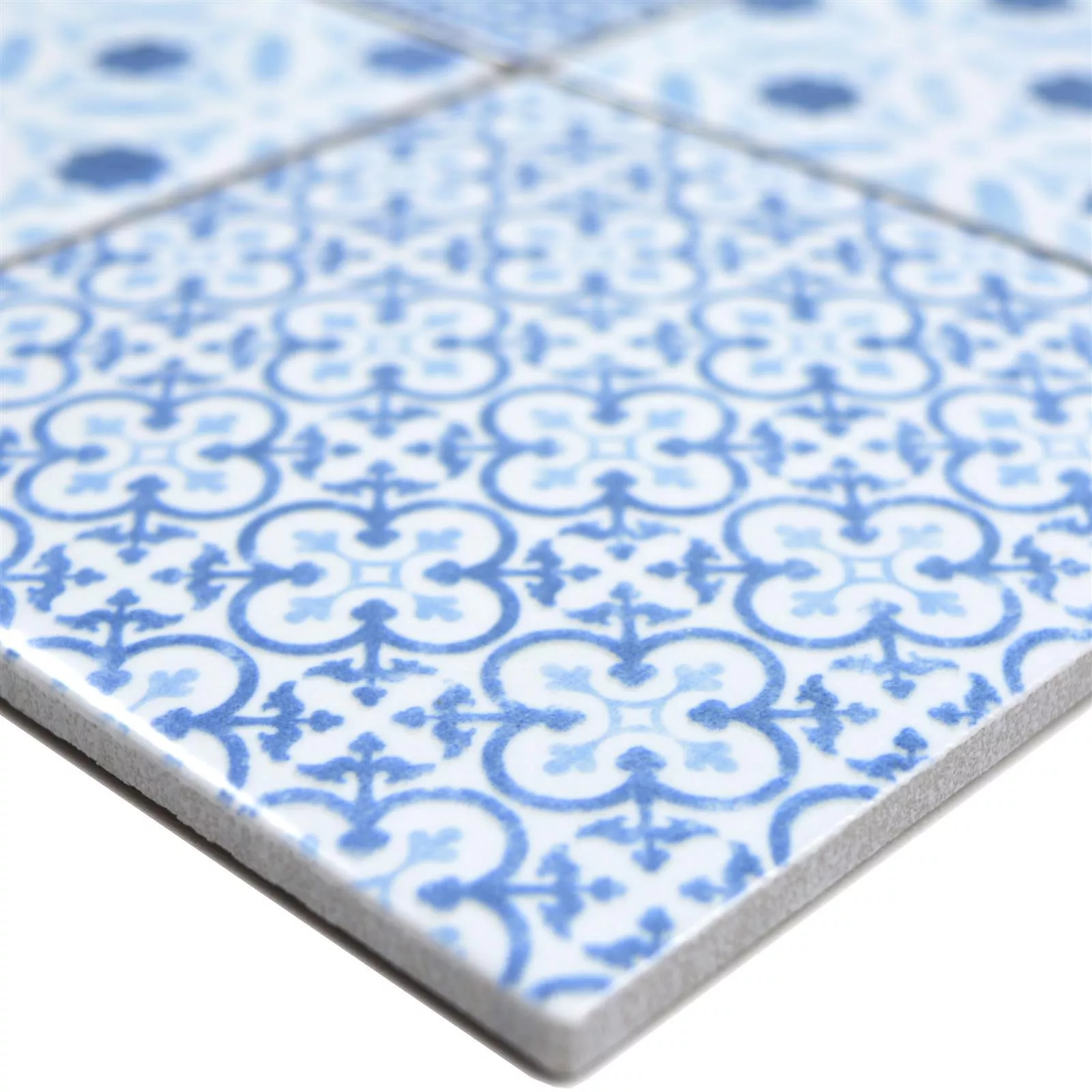 Padrão de Cerâmica Azulejo Mosaico Romantica Retro Blue