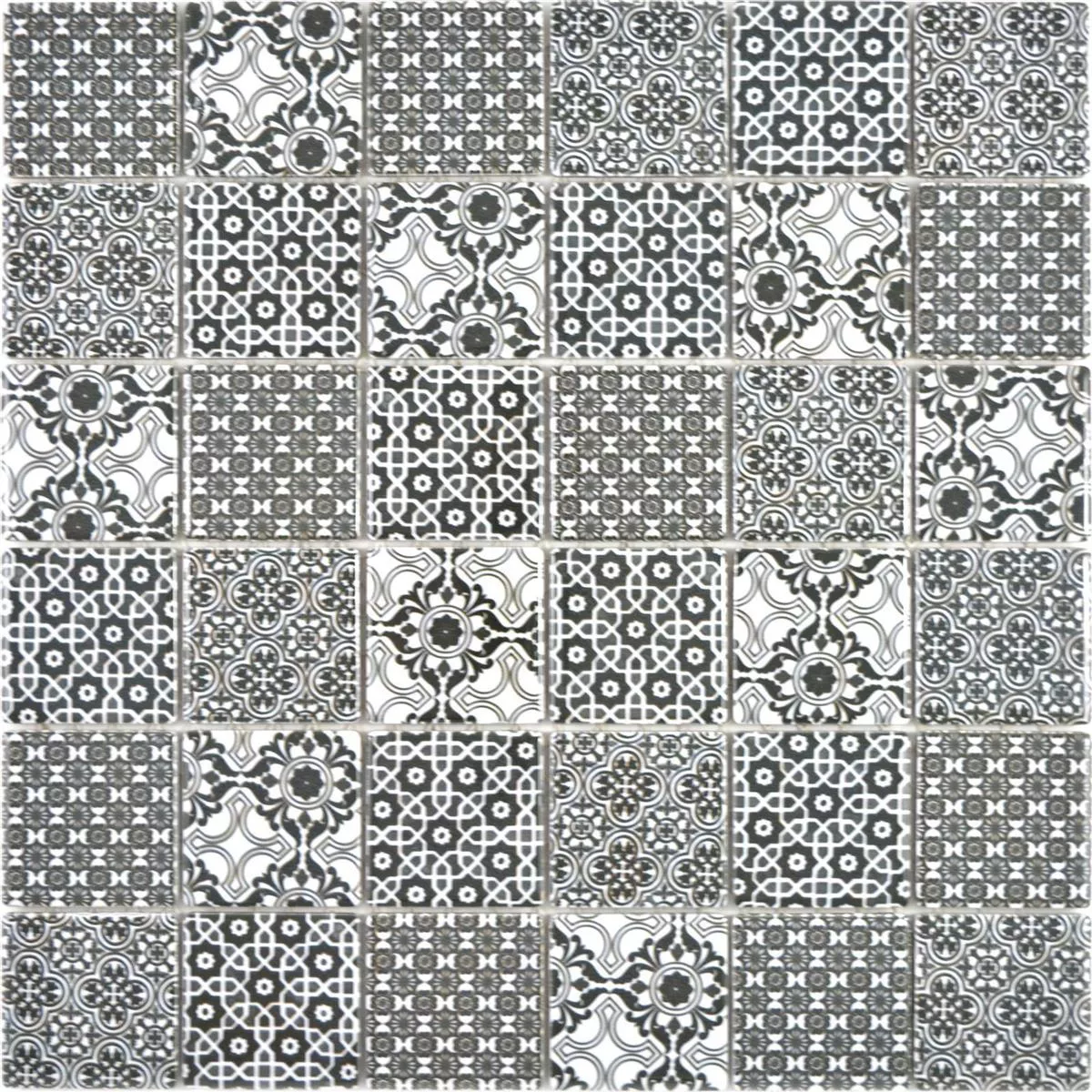 Cerâmica Azulejo Mosaico Daymion Óptica Retrô Quadrada 47 Preto