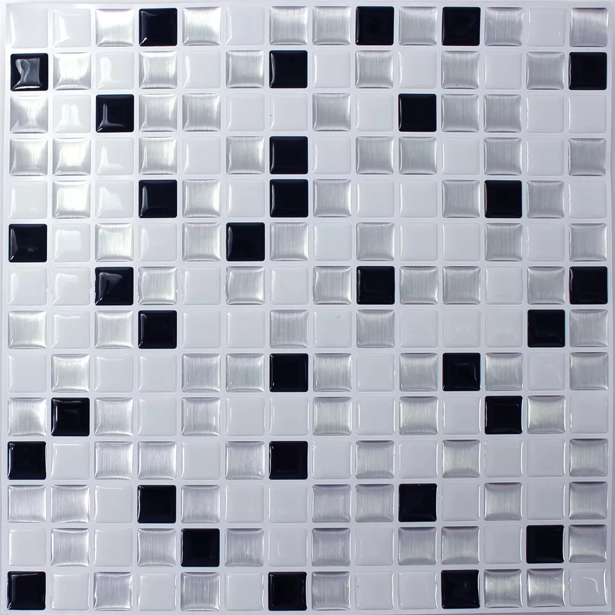 Azulejo Mosaico Vinil Preto Branco Mix 4 Pacotes