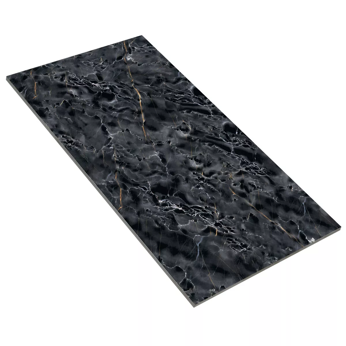 Ladrilhos Latium Aparência de Mármore Polido Brilhante Preto 60x120cm