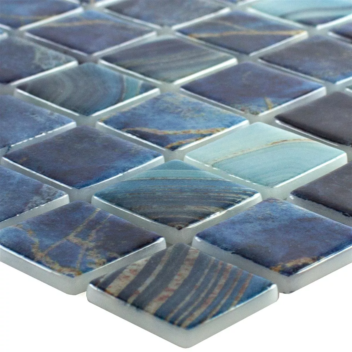 Mosaico de Piscina de Vidro Baltic Azul Turquesa 25x25mm