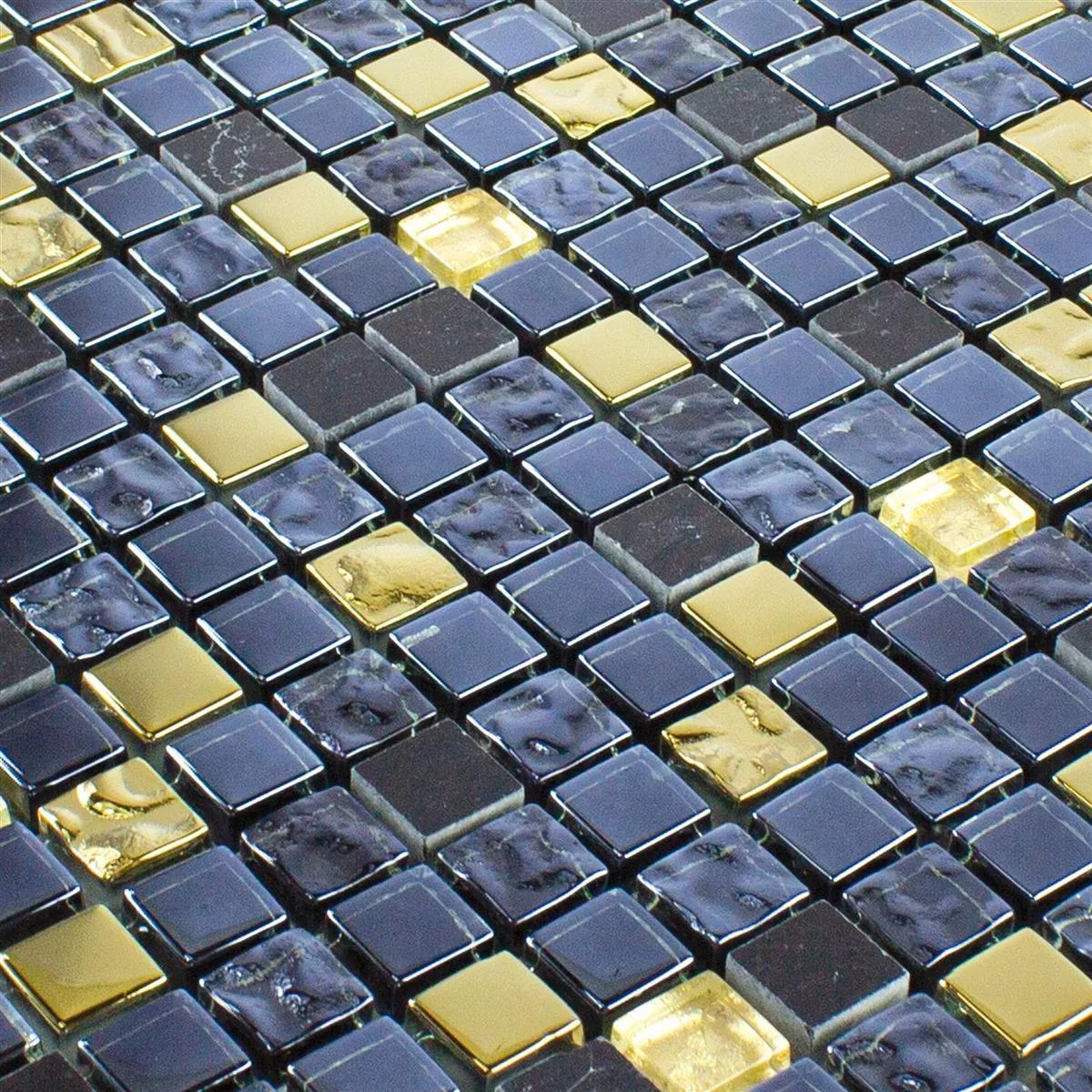 Vidro Pedra Natural Azulejo Mosaico Cooktown Preto Ouro