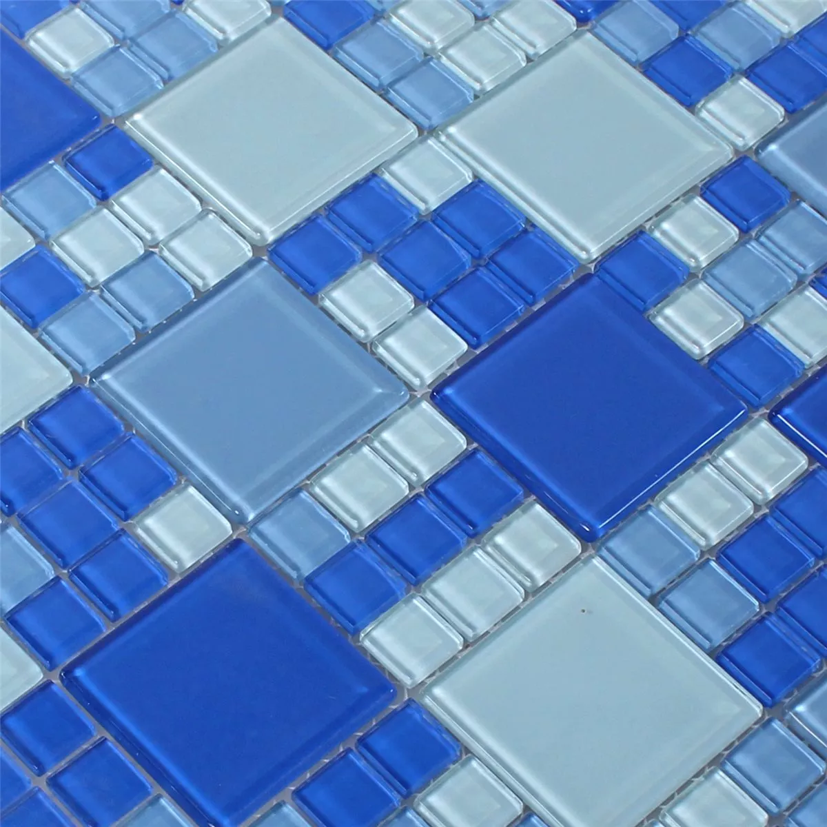 Padrão de Mosaico De Vidro Azulejos Azul Azul Claro Mix