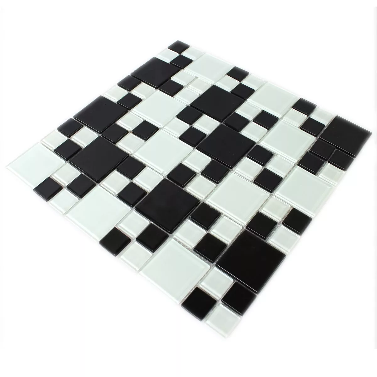 Mosaico De Vidro Azulejos Preto Branco Mix