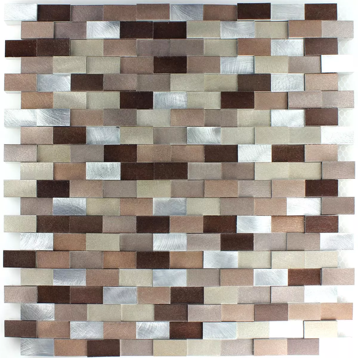 Azulejo Mosaico Alumínio Metal Langley 3D Cobre Marrom