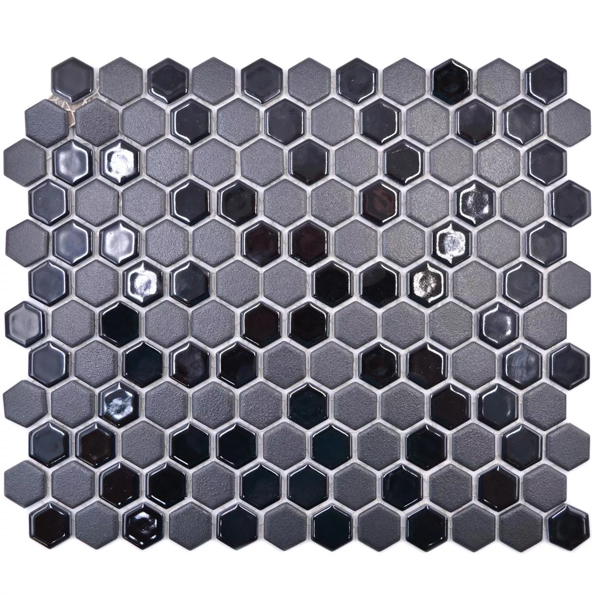 Mosaico Cerâmico Tripolis Preto R10B Hexágono 23