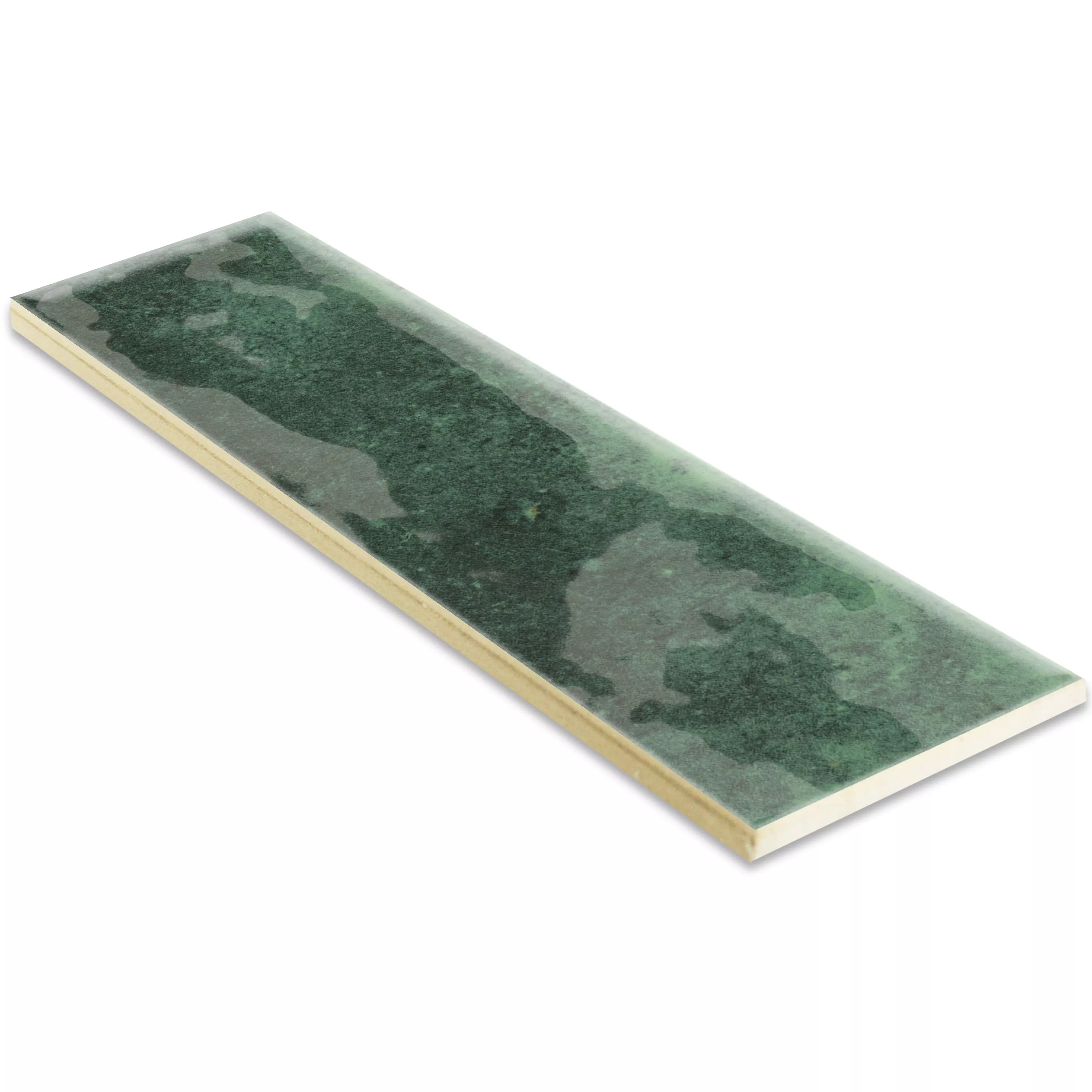 Padrão de Azulejos Arosa Brilhante Ondulado Verde Esmeralda 6x25cm