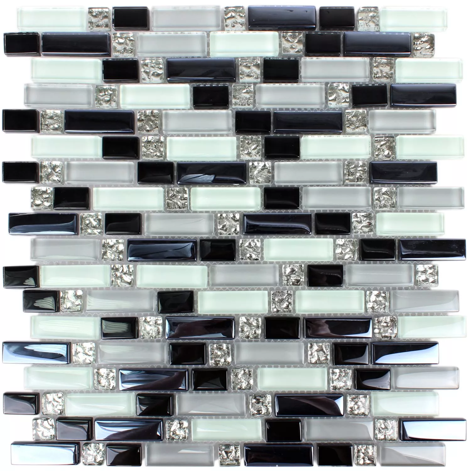 Padrão de Mosaico De Vidro Azulejos Minaki Preto Branco Cinza