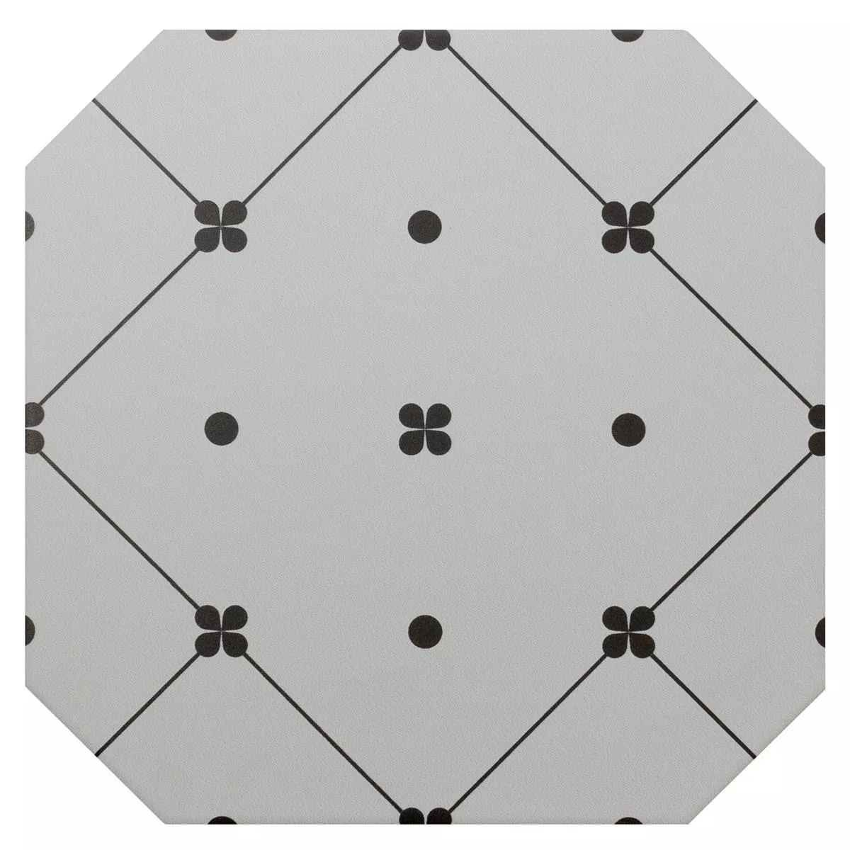 Grés Porcelânico Azulejos Genexia Preto Branco Decor 3 Octógono 20x20cm